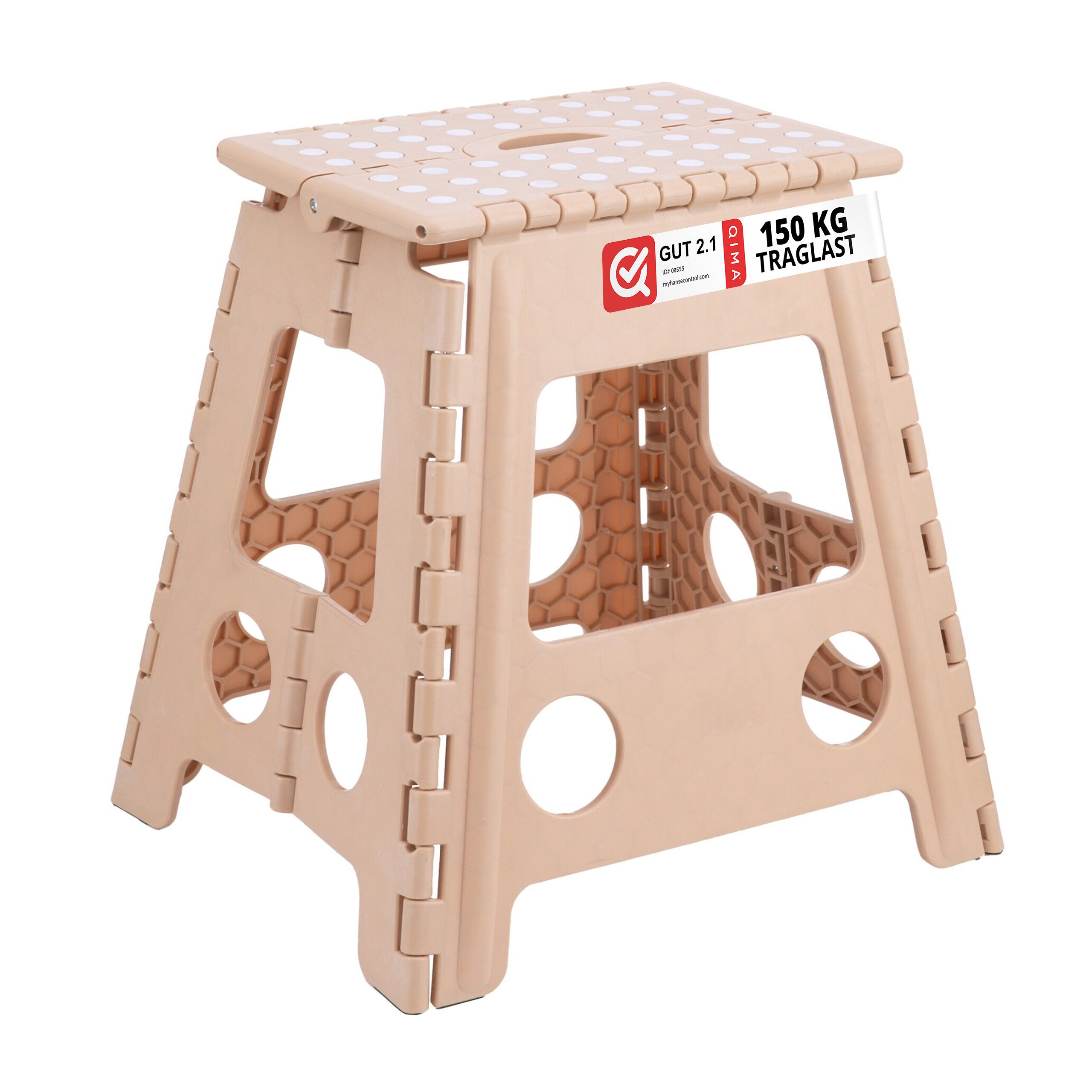 relaxdays Tritthocker Klapphocker faltbar XL (1 St), Beige