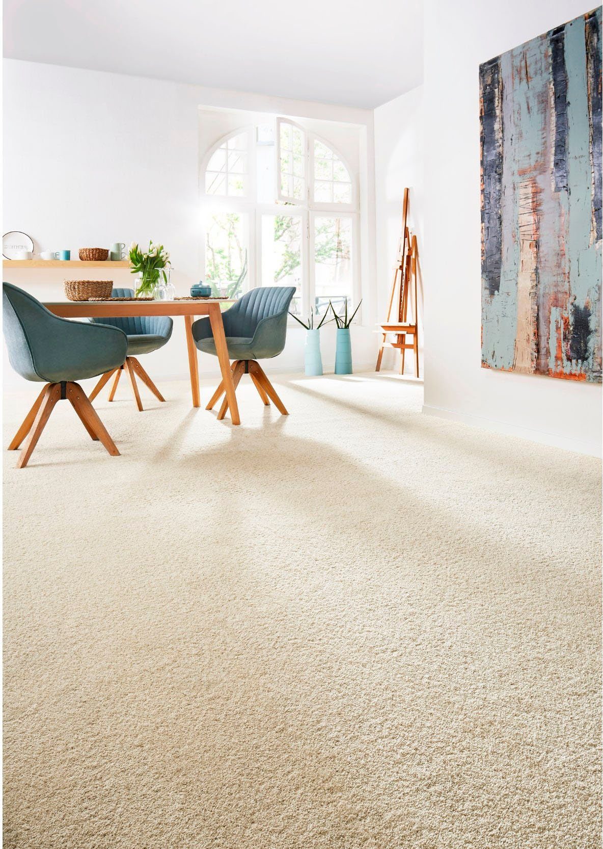 Teppichboden Coupon Softness, Andiamo, rechteckig, Höhe: 17 mm, Uni Farben,  Breite 400 cm, besonders weich, Wohnzimmer, Schlafzimmer