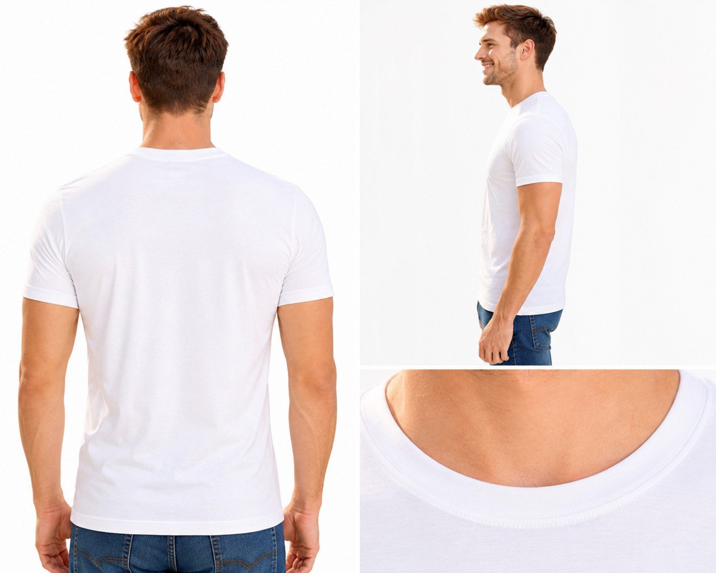 DDOnlineShop T-Shirt Herren unterhemd Basic O-Neck Rundhals –weiß Baumwoll Kurzarmshirts (Packung, 4-tlg., 4er-Pack) Premium Qualität-aus 100% Baumwolle – Bild 5 von 5