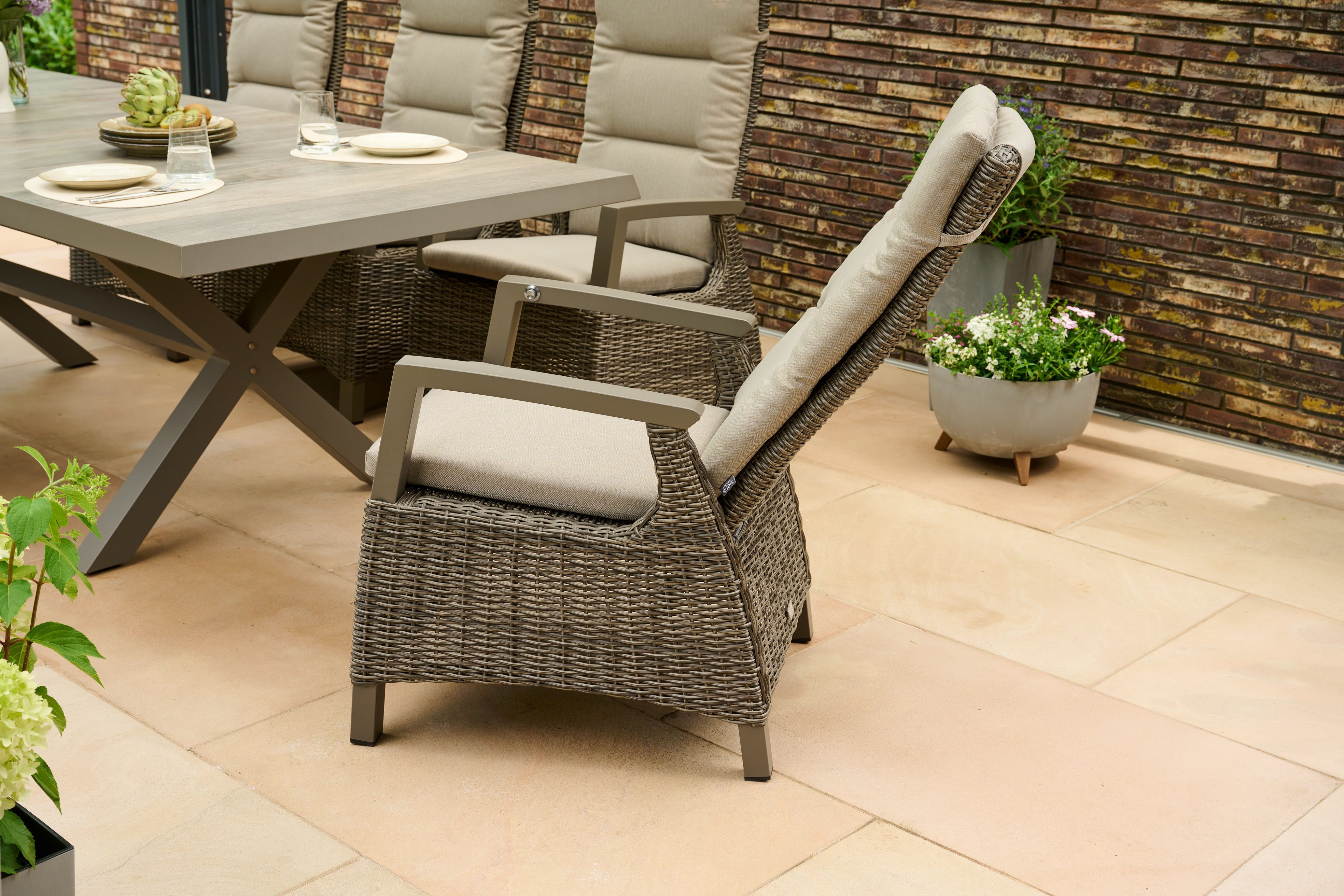 Siena Garden Gartensessel »Corido Dining Move« taupe inkl. Kissen, Rückenlehne stufenlos verstellbar