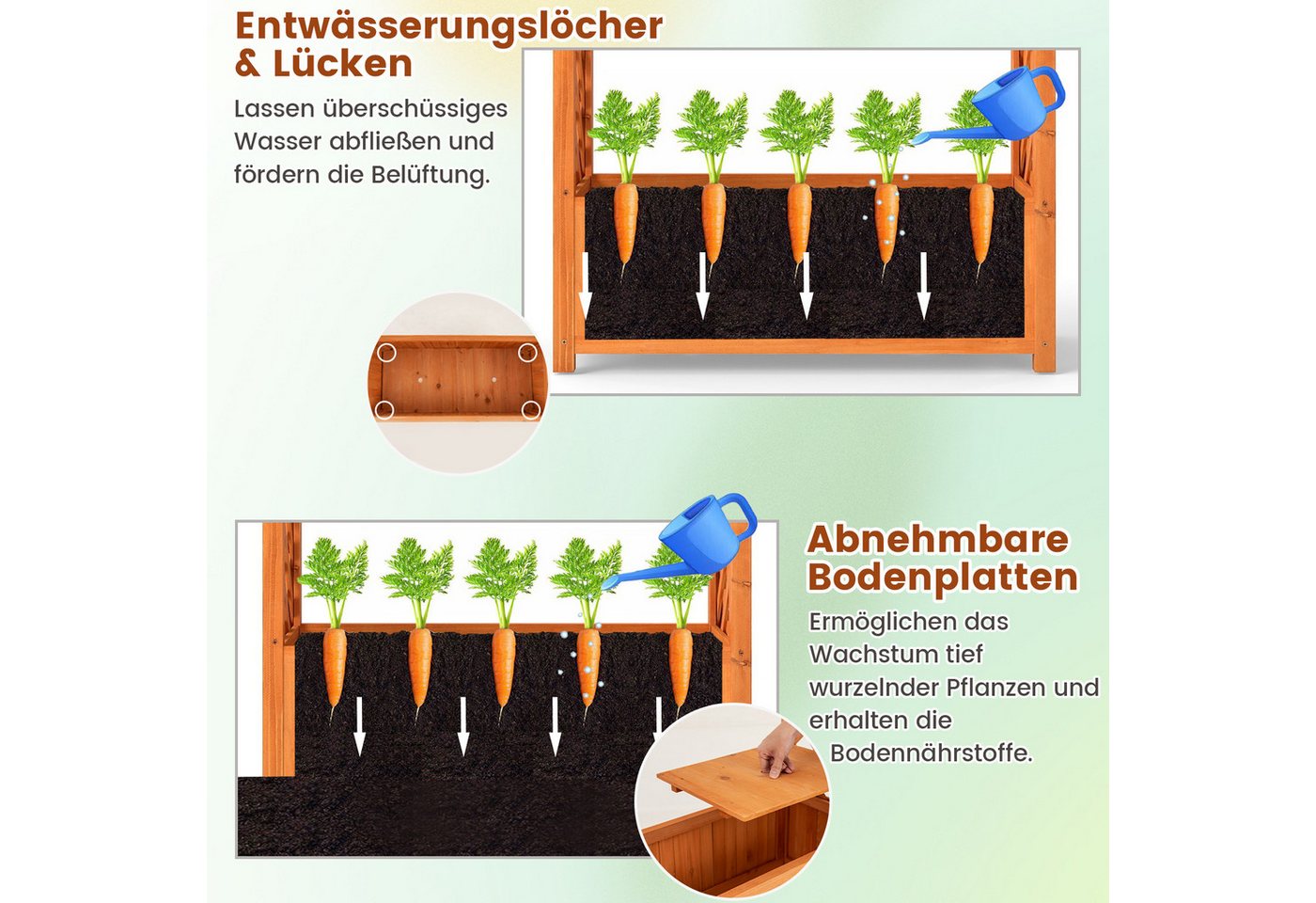 Thumbnail - KOMFOTTEU Hochbeet, Blumenkasten mit Rankgitter, Bogenpergola & Ablauflöchern