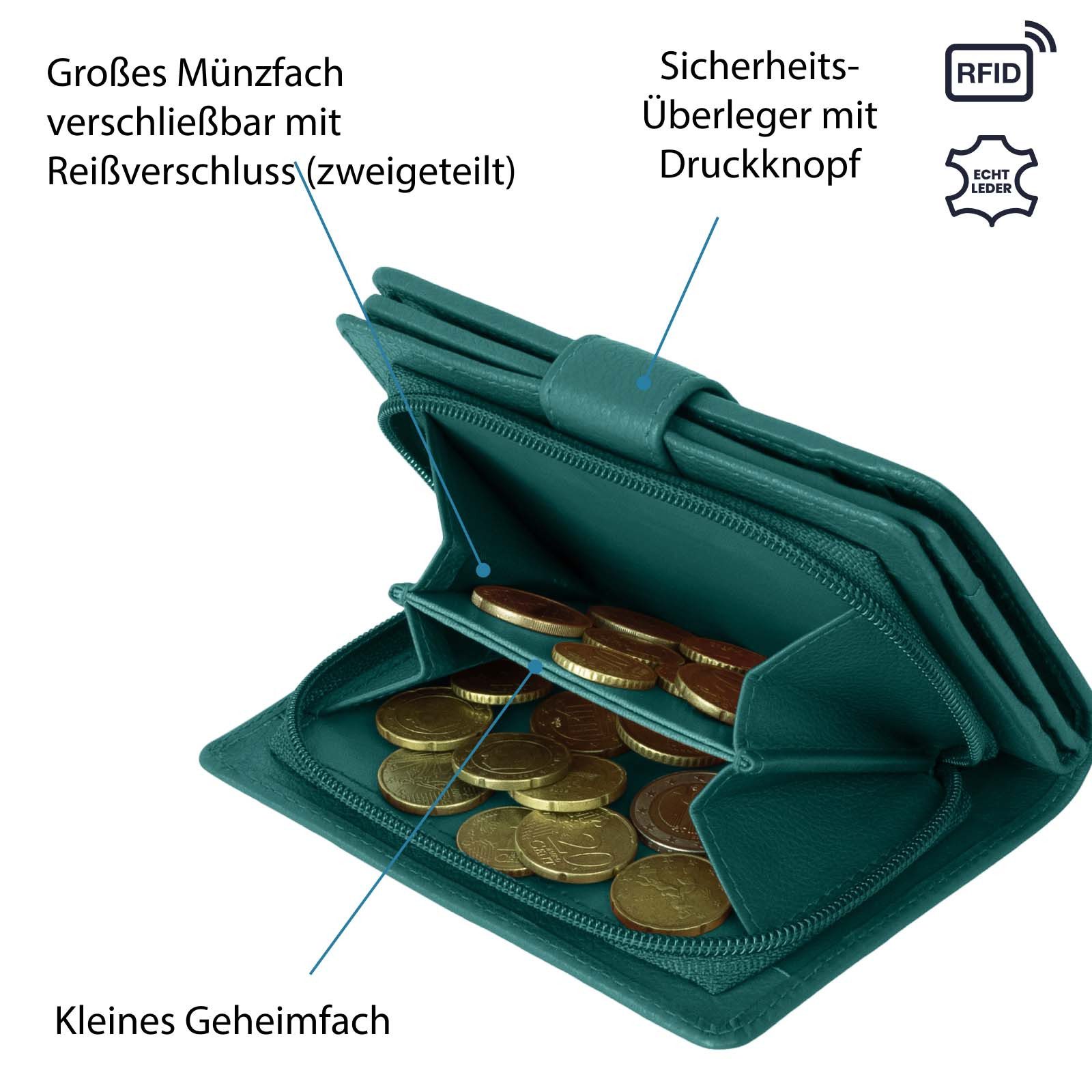 Money Maker Geldbörse RFID Damen Geldbörse Portemonnaie Geldbeutel Damenbörse Leder, Damen Geldbörse klappbar mit Drückknopf Portemonnaie Geldbeutel