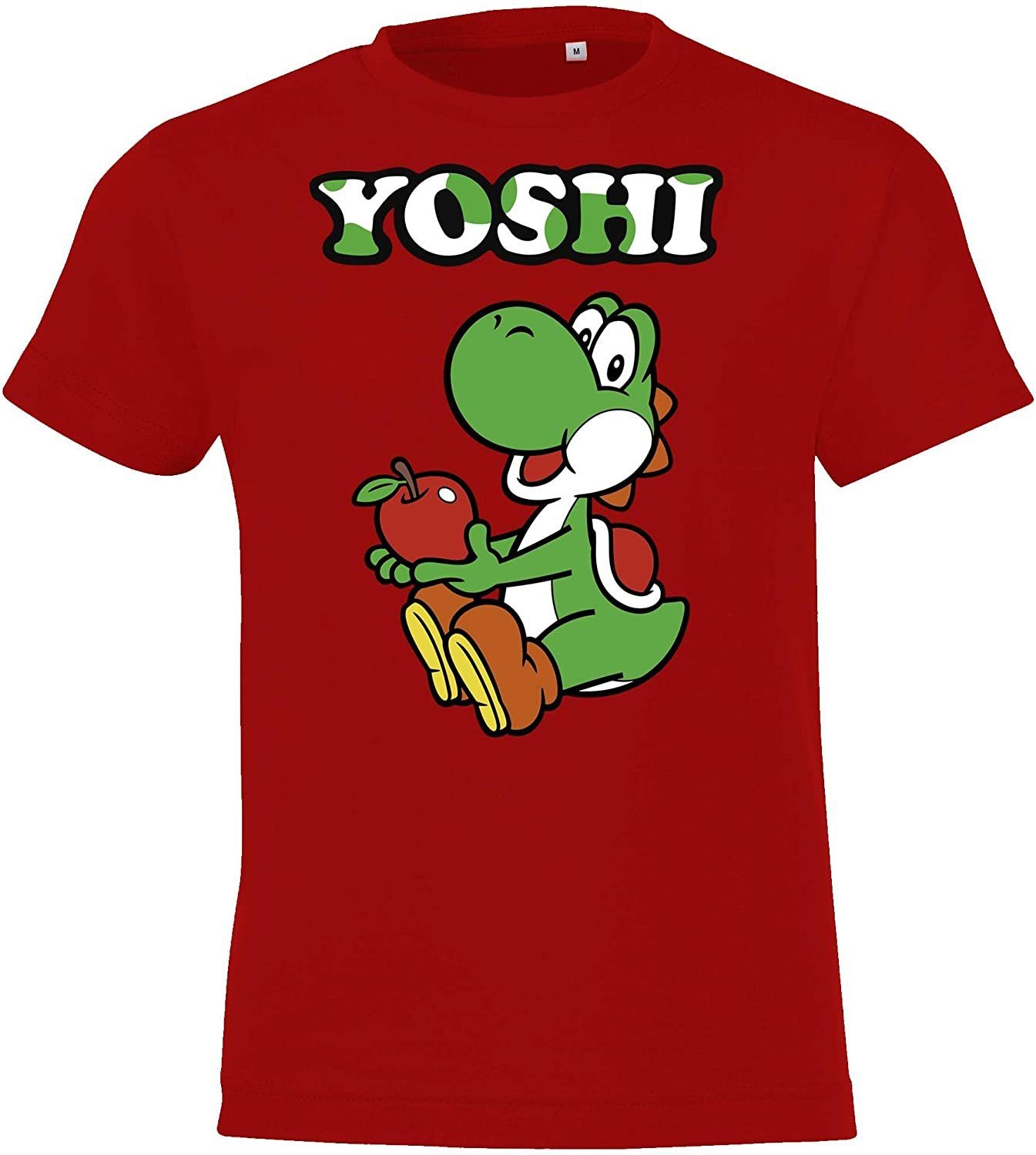 Youth Designz T-Shirt Kinder Baby T-Shirt Yoshi für Jungen & Mädchen mit trendigem Front Print Rot