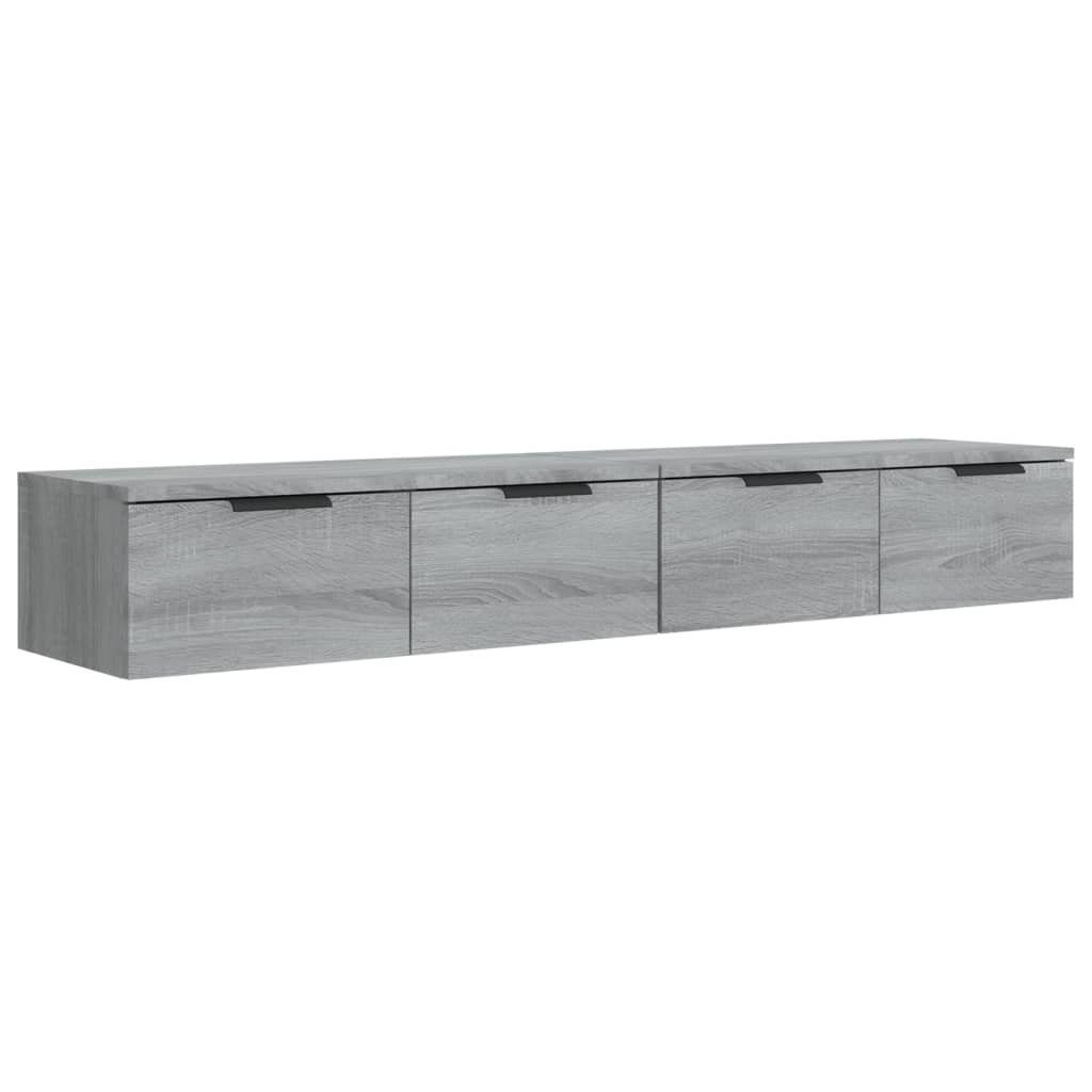 vidaXL Regal Wandschränke 2 Stk. Grau cm Sonoma 68x30x20 2-tlg. Holzwerkstoff