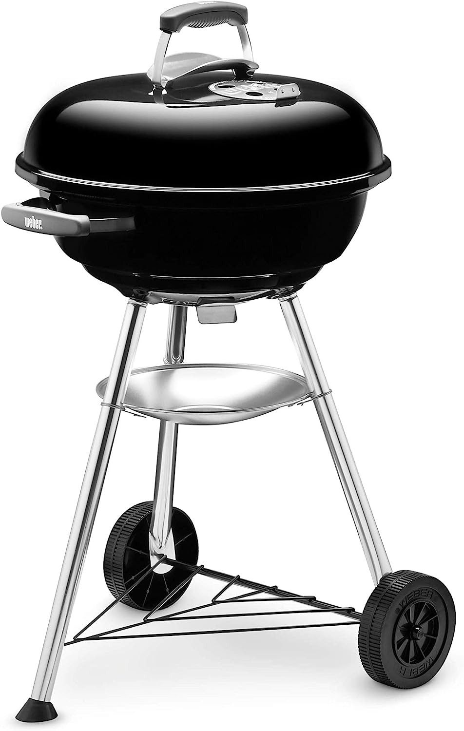 Weber Holzkohlegrill Compact Kettle, Temperaturregelung, Holzkohlehalter, Brikett-Portionierer