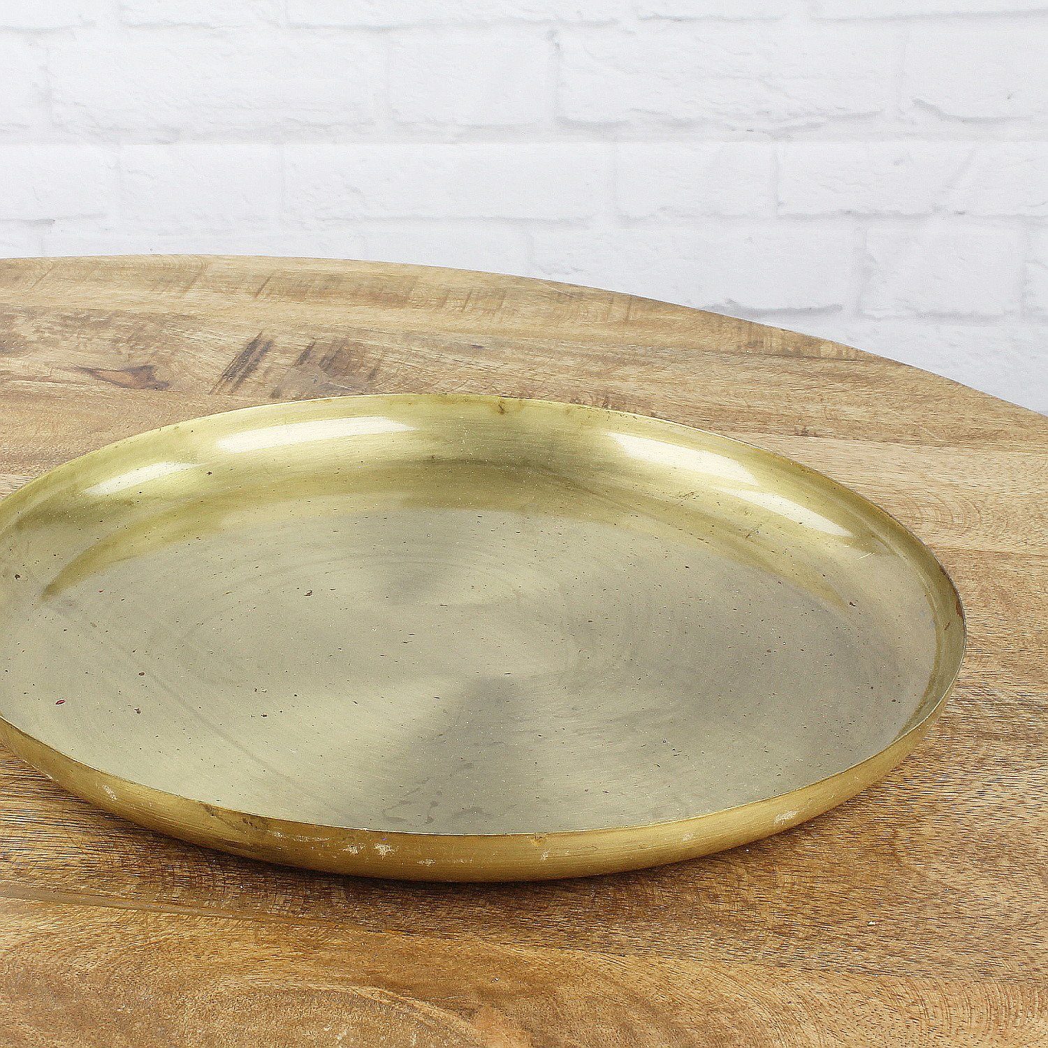 Macosa Home Dekotablett Tablett rund Gold 28 cm Metall Dekoschale Tischdekoration (Dekotablett rund), Obsttablett Wohn-Accessoire Dekotablett Kerzentablett modern