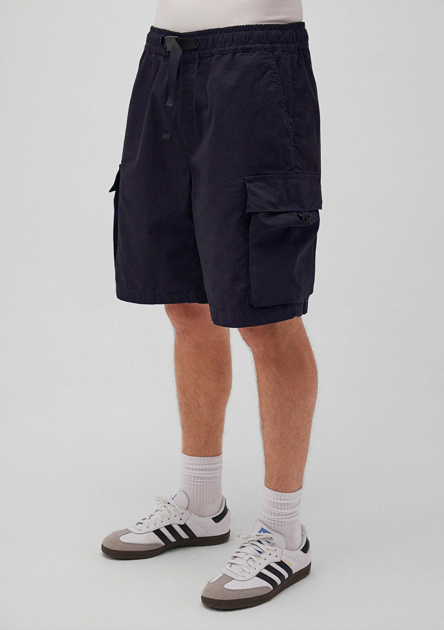 Mavi Cargoshorts Chino Bermuda mit elastischem Bund und Bindeband für Herren Baumwolle Regular Fit unifarben atmungsaktiv Schnüren