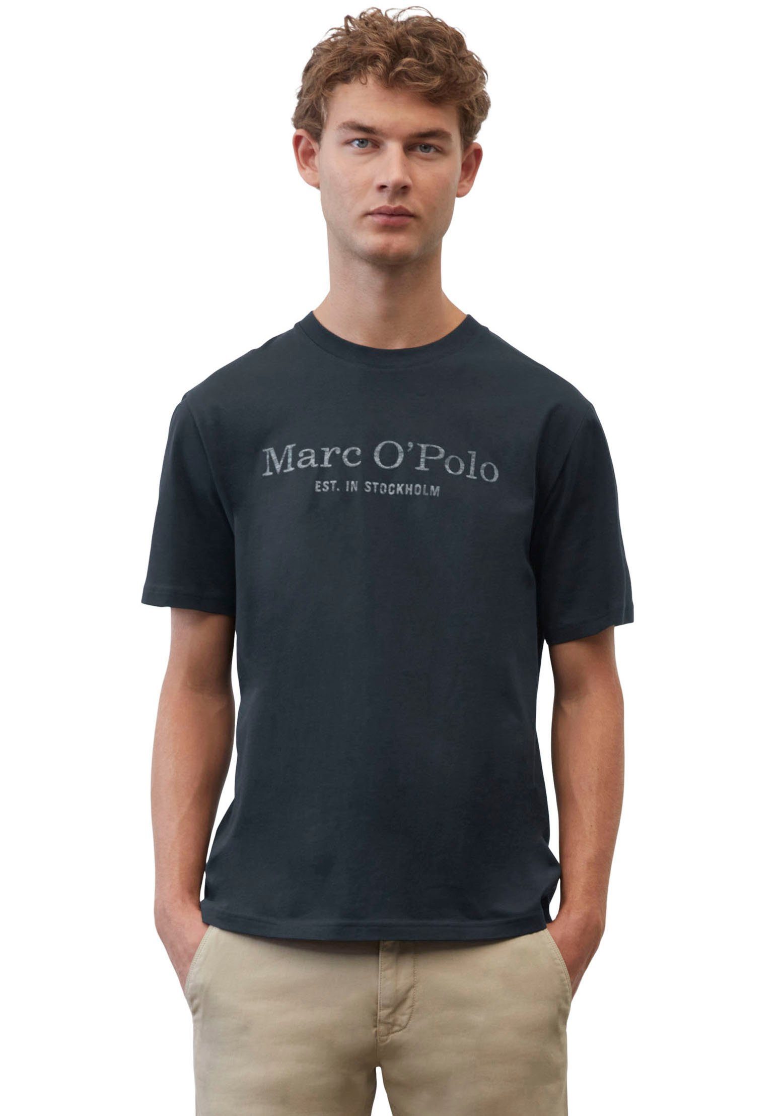 Marc O'Polo T-Shirt klassisches Logo-T-Shirt dark night | T-Shirts
