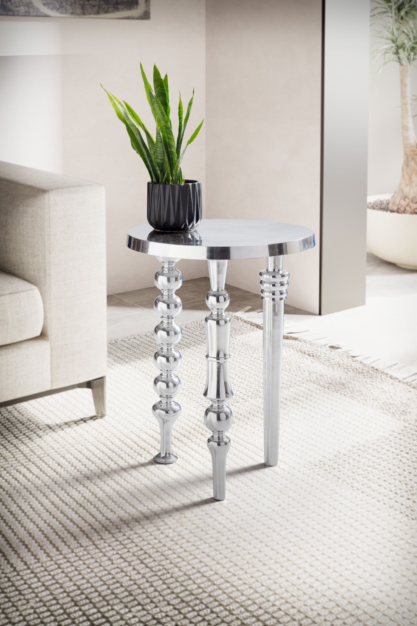 FINEBUY Beistelltisch FB92218 Sofatisch Metall Silber 44x44x63 cm Wohnzimme günstig online kaufen