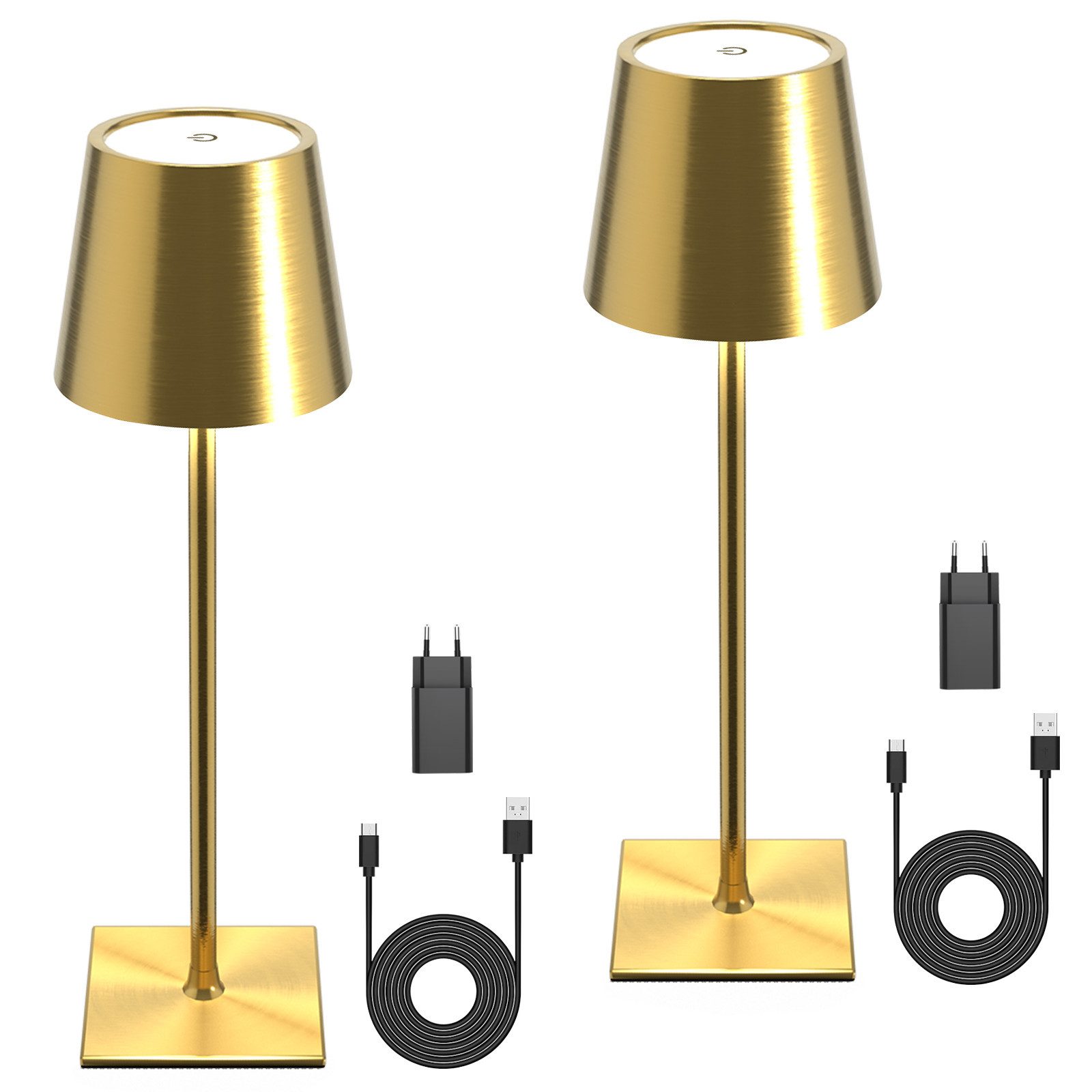 LED Tischleuchte Tischlampe Kabellos Aufladbar, LED Außen Tischlampe 2er-Set