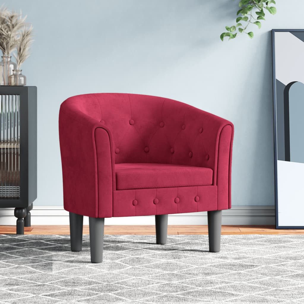 furnicato Cocktailsessel Moderner Clubsessel 70 x 56 x 68 cm in Weinrot mit Samtbezug und (1-St)