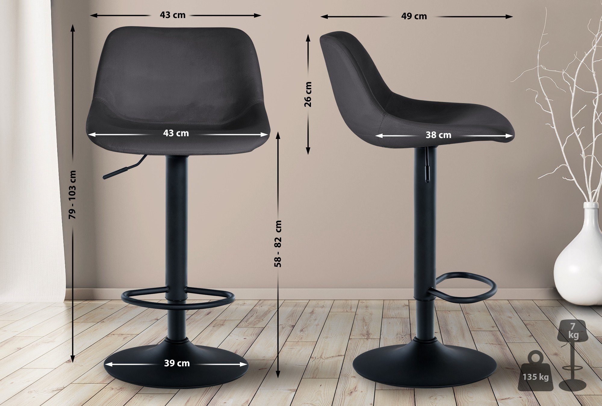 CLP Barhocker Loft (2er Set, 2 günstig online kaufen