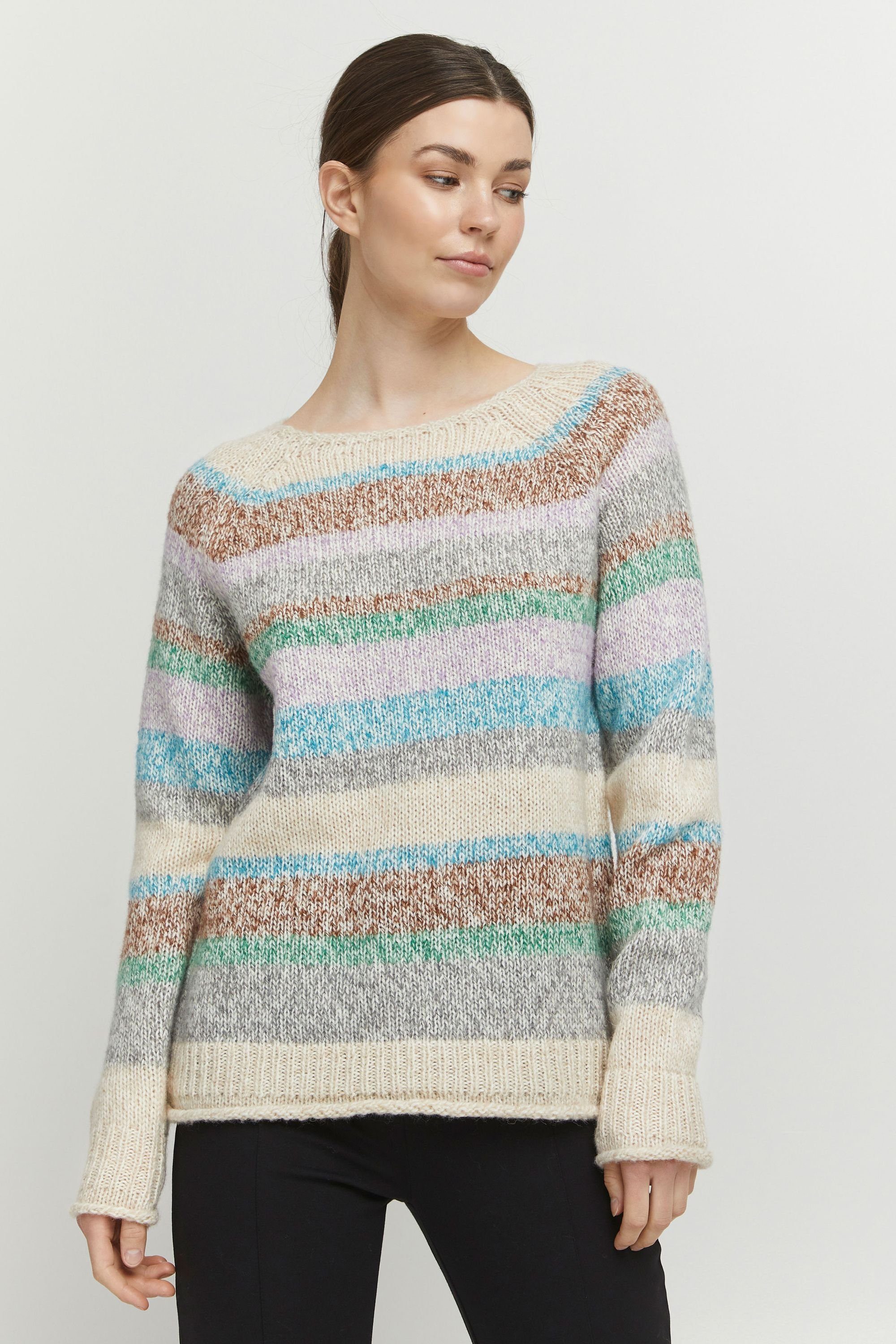 b.young Rundhalspullover BYOMIA STRIPE JUMPER - 20811897