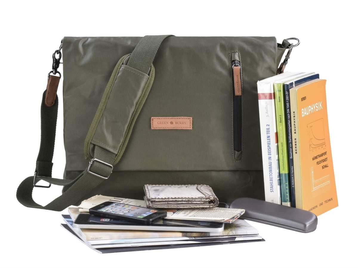 Greenburry Umhängetasche Aviator Waterproof, Messenger Bag 38x30cm, Schultertasche mit Tabletfach 31x22cm