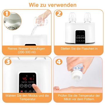 DOPWii Babyflaschenwärmer 4 in 1 Flaschenwärmer, Babyflaschen-Sterilisator, Babykostwärmer, Warmhalten, mit LCD-Display