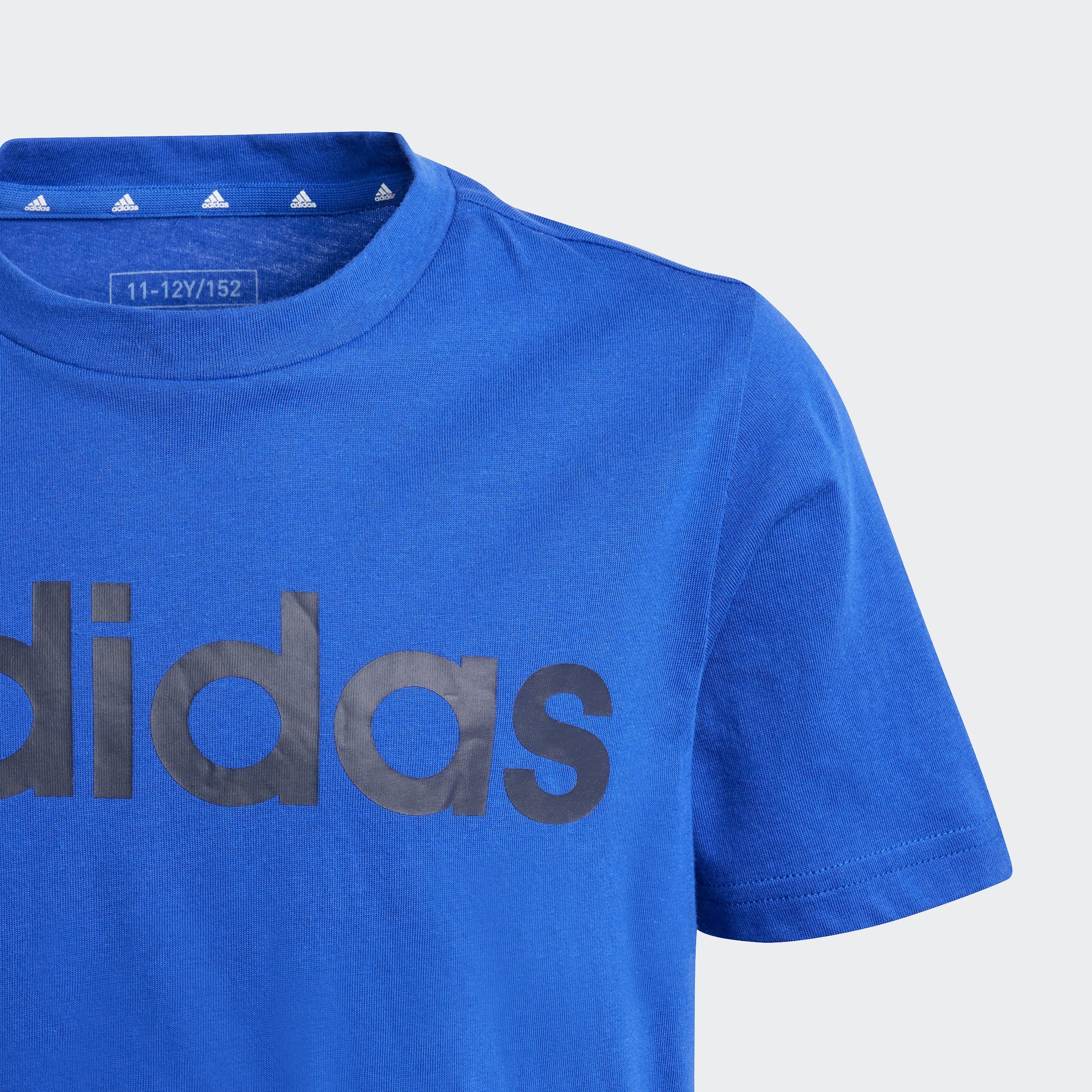 adidas Sportswear LINEAR Lucid Blue Legend / LOGO Ink Semi ESSENTIALS T-Shirt COTTON
