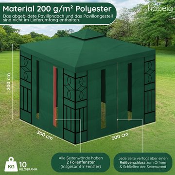 habeig Pavillonseitenteil Pavillon Seitenteile mit Fenster & Reißverschluß an jeder Seite 4Stück