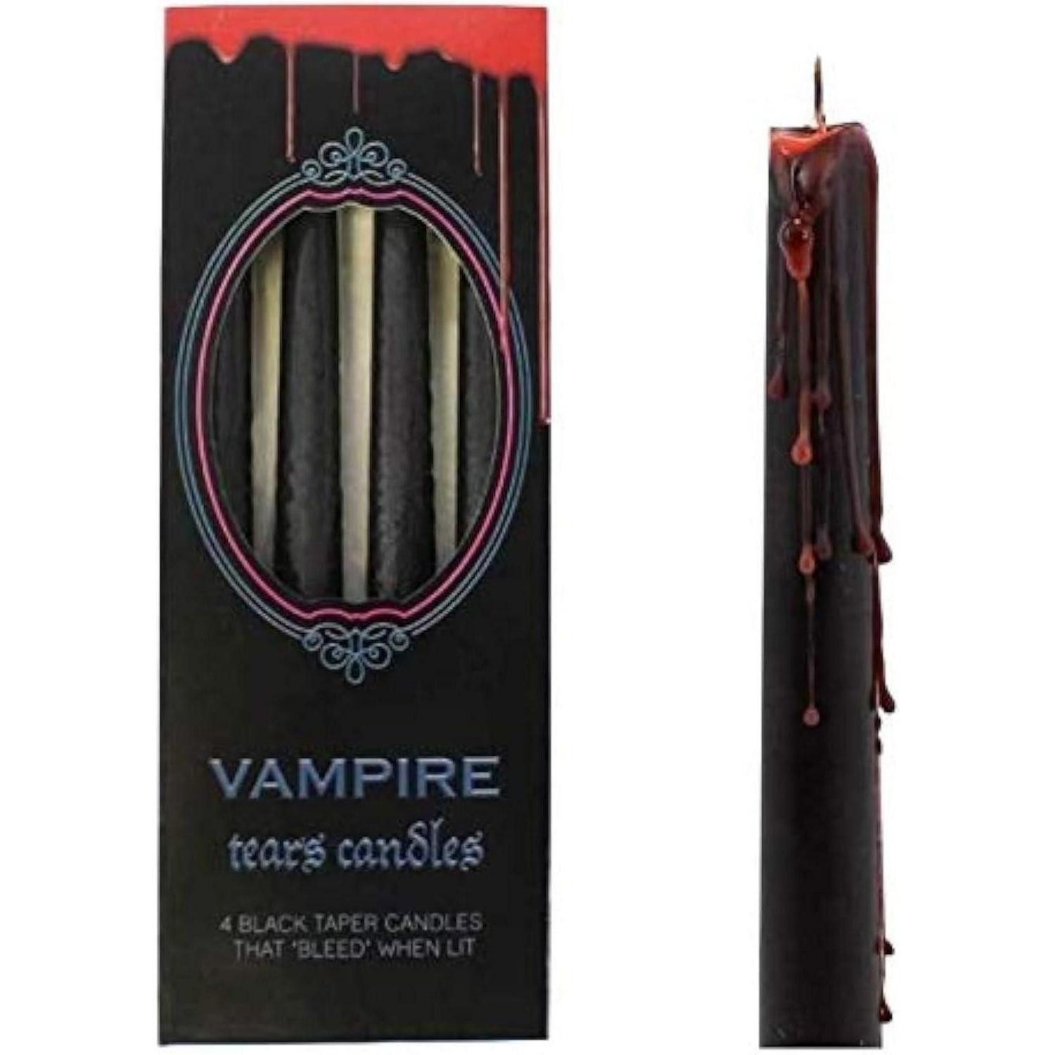 LuxusKollektion Spitzkerze Spitzkerzen 4er Set schwarz blutend für Halloween