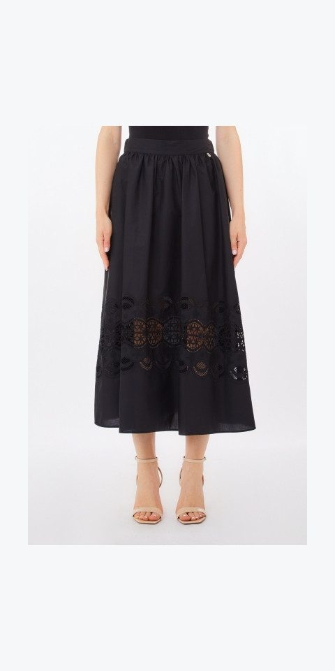 Liu Jo A-Linien-Rock – Midirock aus Baumwollpopeline