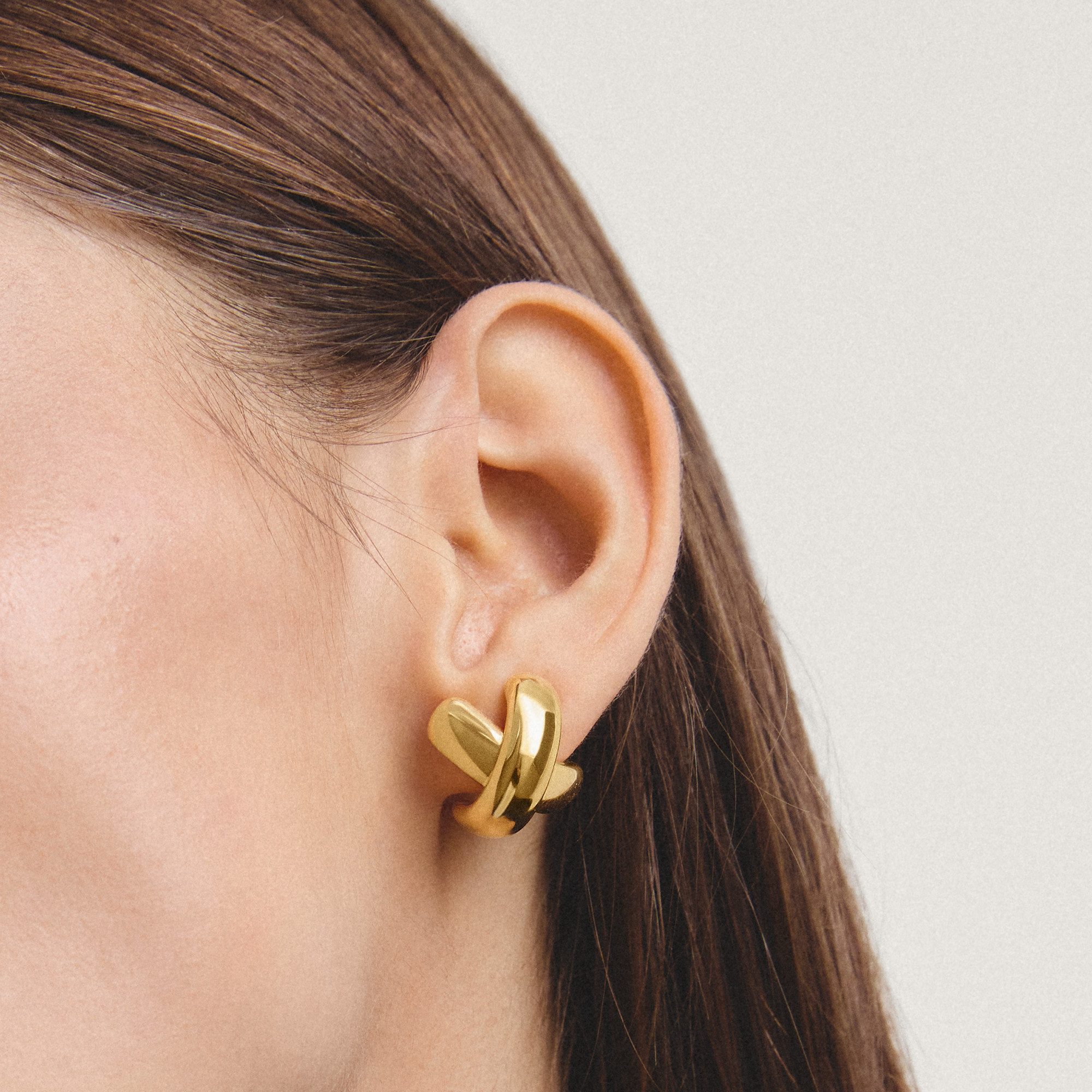 THOMAS SABO Paar Ohrstecker Gekreuzte Ohrringe gelbgoldfarben