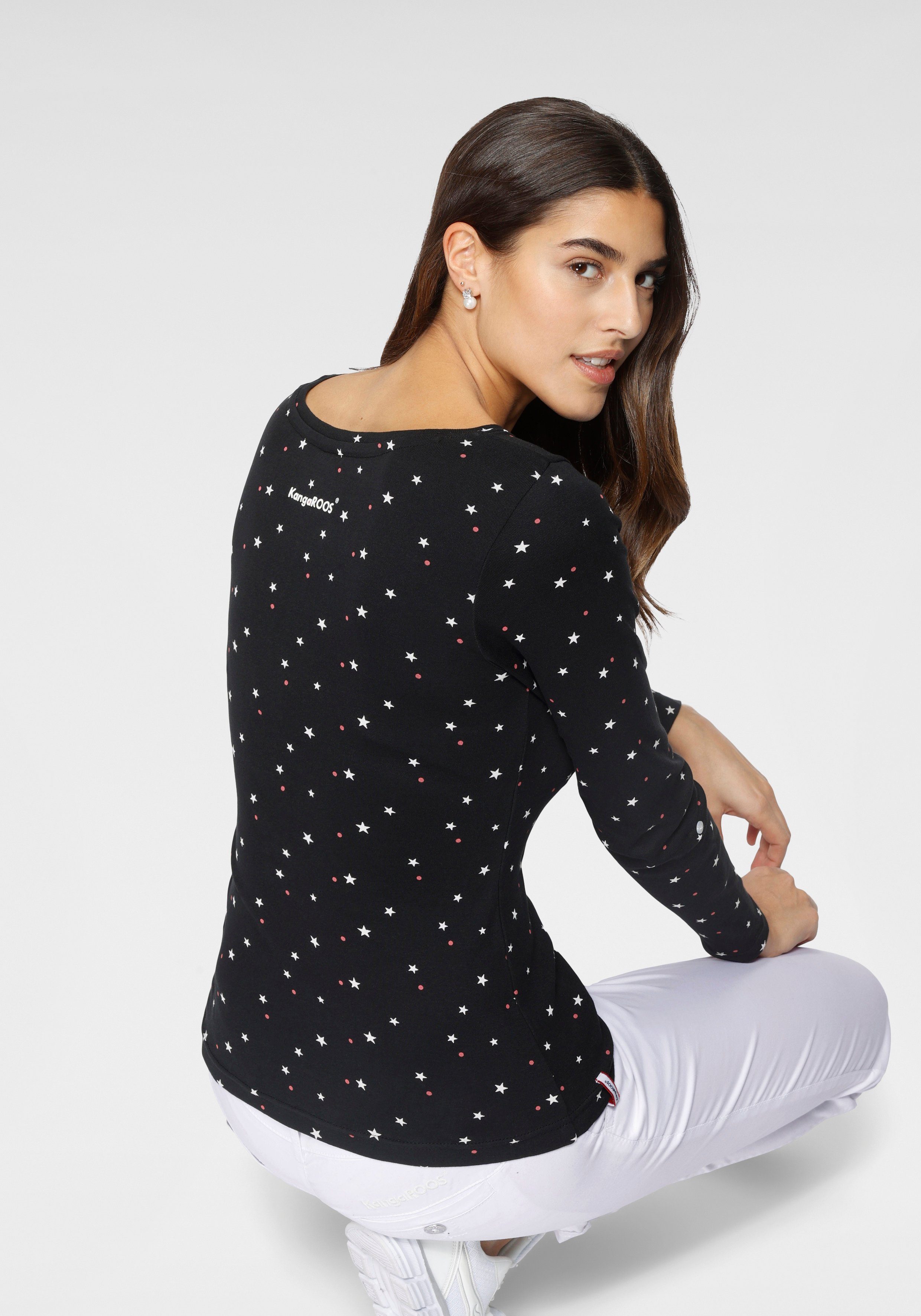 KangaROOS Langarmshirt, krempelbare Ärmel, sehr figurbetont, aus elastische günstig online kaufen