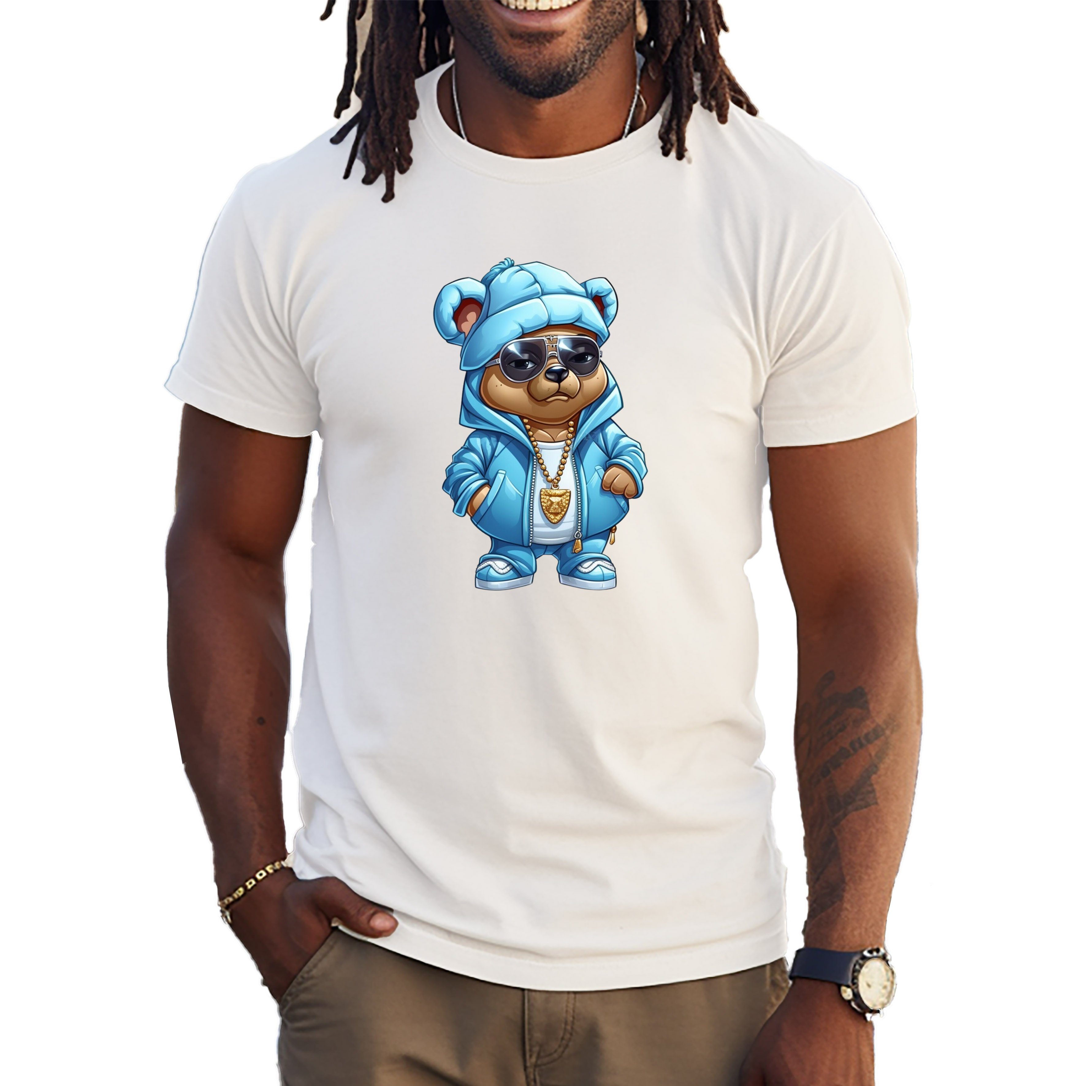 Banco T-Shirt Herren T-Shirt Gangster Bär mit blauem Anzug 100% Baumwolle günstig online kaufen