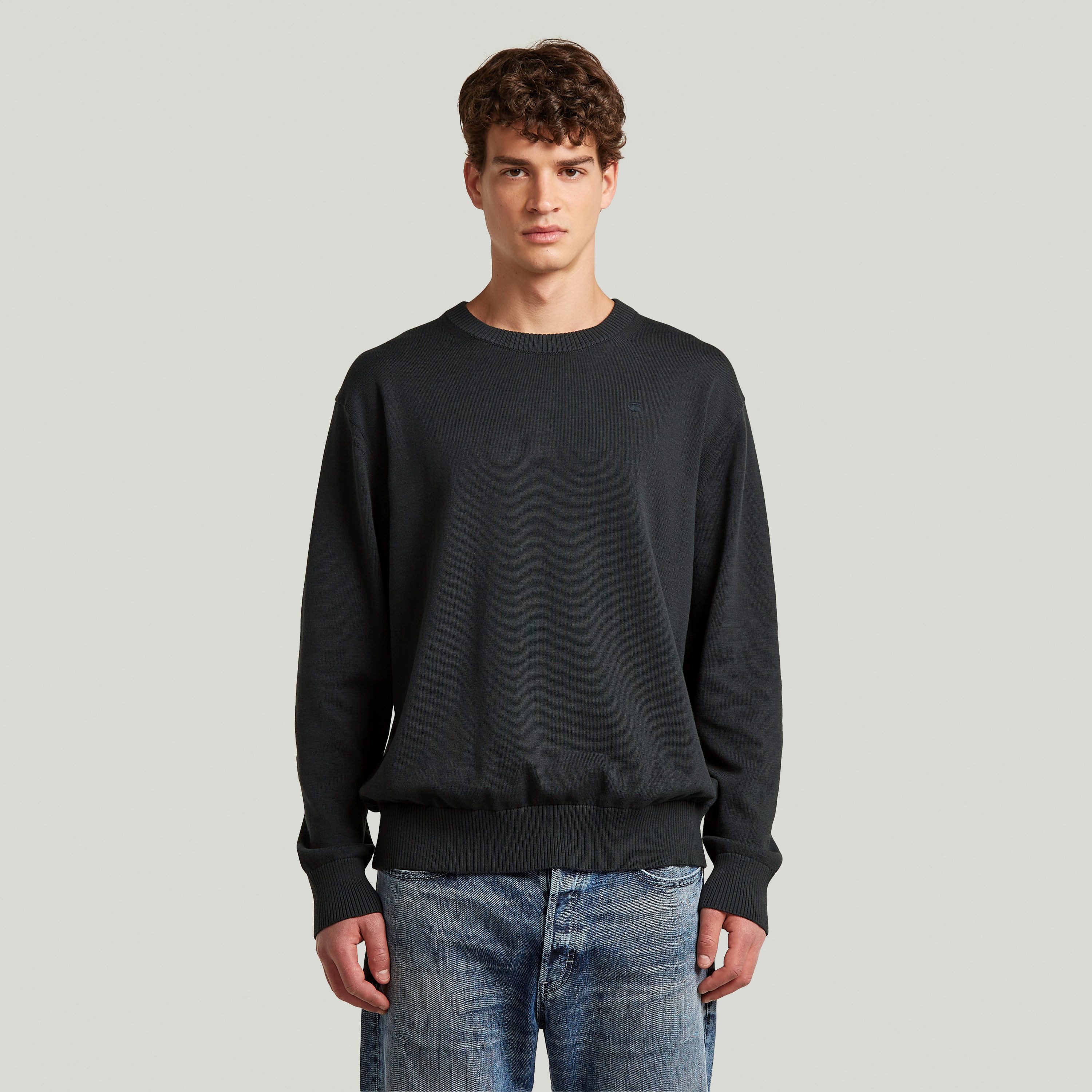 G-STAR Strickpullover Core refined r knit mit gerippten Abschlüssen, Baumwollmix