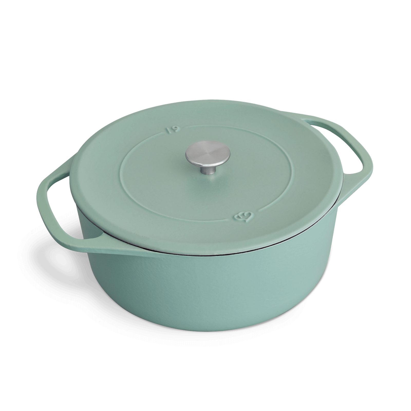 Springlane Bräter Cocotte Mint mit Deckel, Gusseisen, 6 L, Ø 28cm, Rund, Gusseisen emailliert, Ideale Feuchtigkeitsverteilung durch Tropfenstruktur