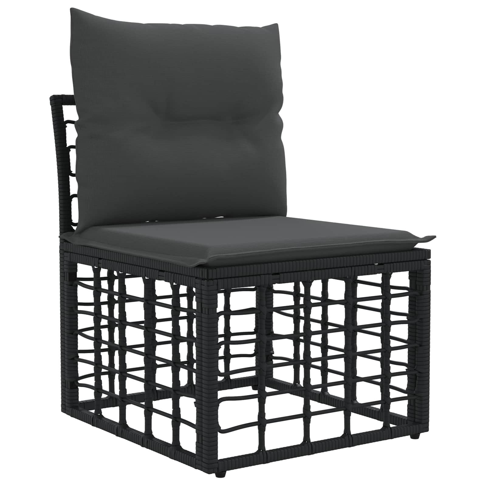 vidaXL Gartenlounge-Set Outdoor-Sofagarnitur mit Kissen 9 pcs Schwarz Polyester, (9-tlg)