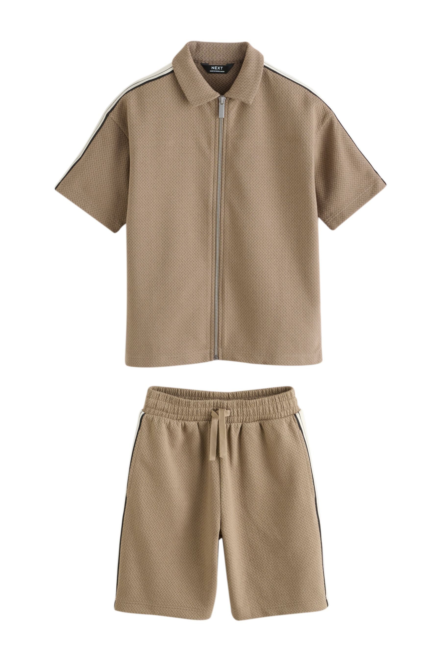 Next Shirt & Shorts Poloshirt mit Reißverschluss und Shorts im Set (2-tlg)