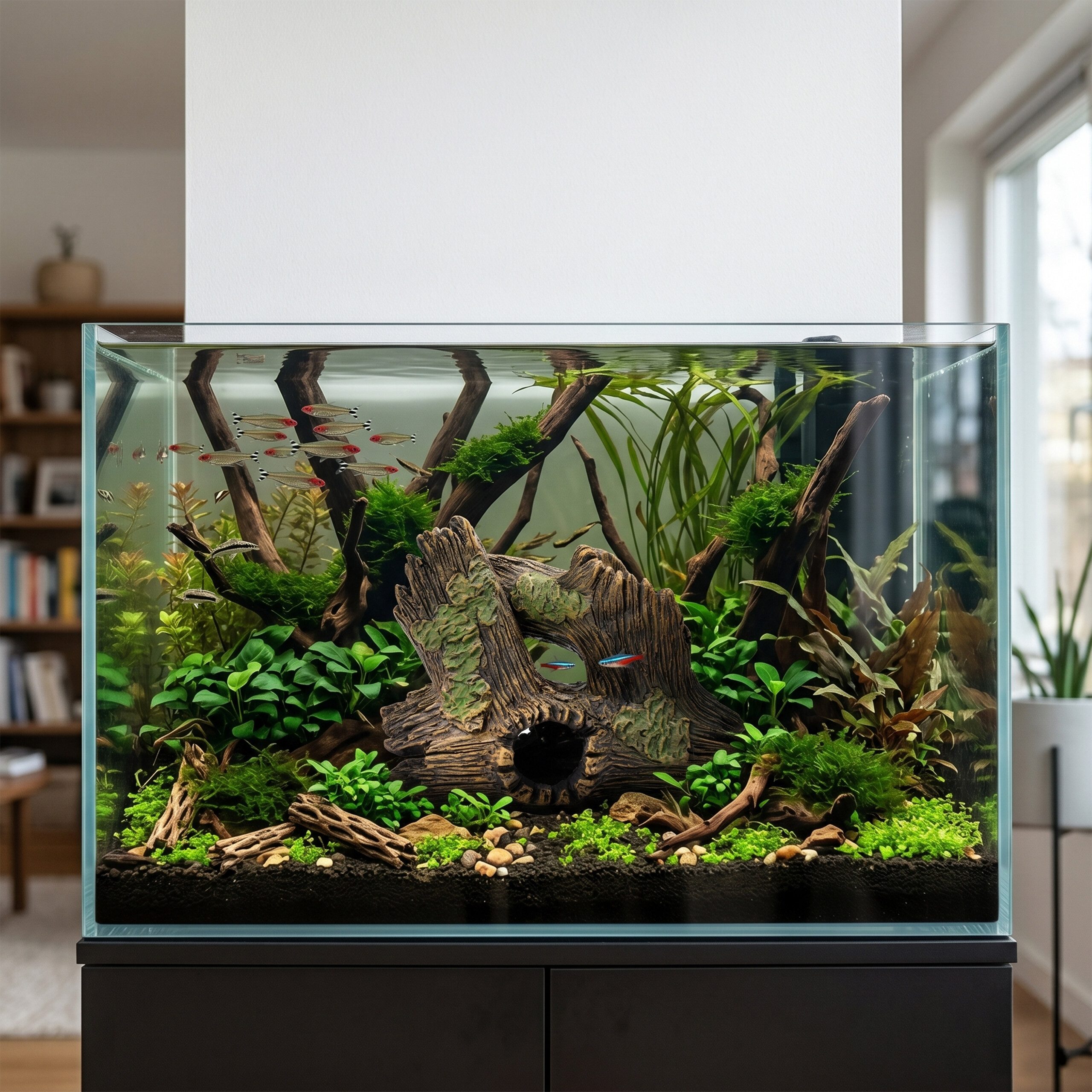 relaxdays Aquariendeko Aquarium Deko Baumstamm