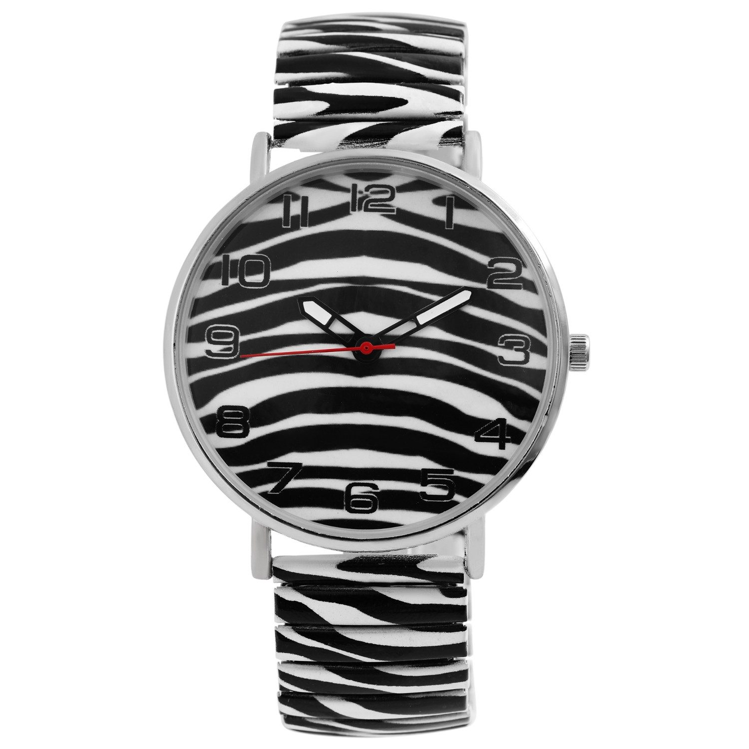 KARMA Quarzuhr Damenuhr Edelstahl Damen Armbanduhr Zebra Schwarz Weiß, (Zebramuster, Uhr, Damenarmbanduhr, Armbanduhr), Damenschmuck Metall Quarzuhr modern