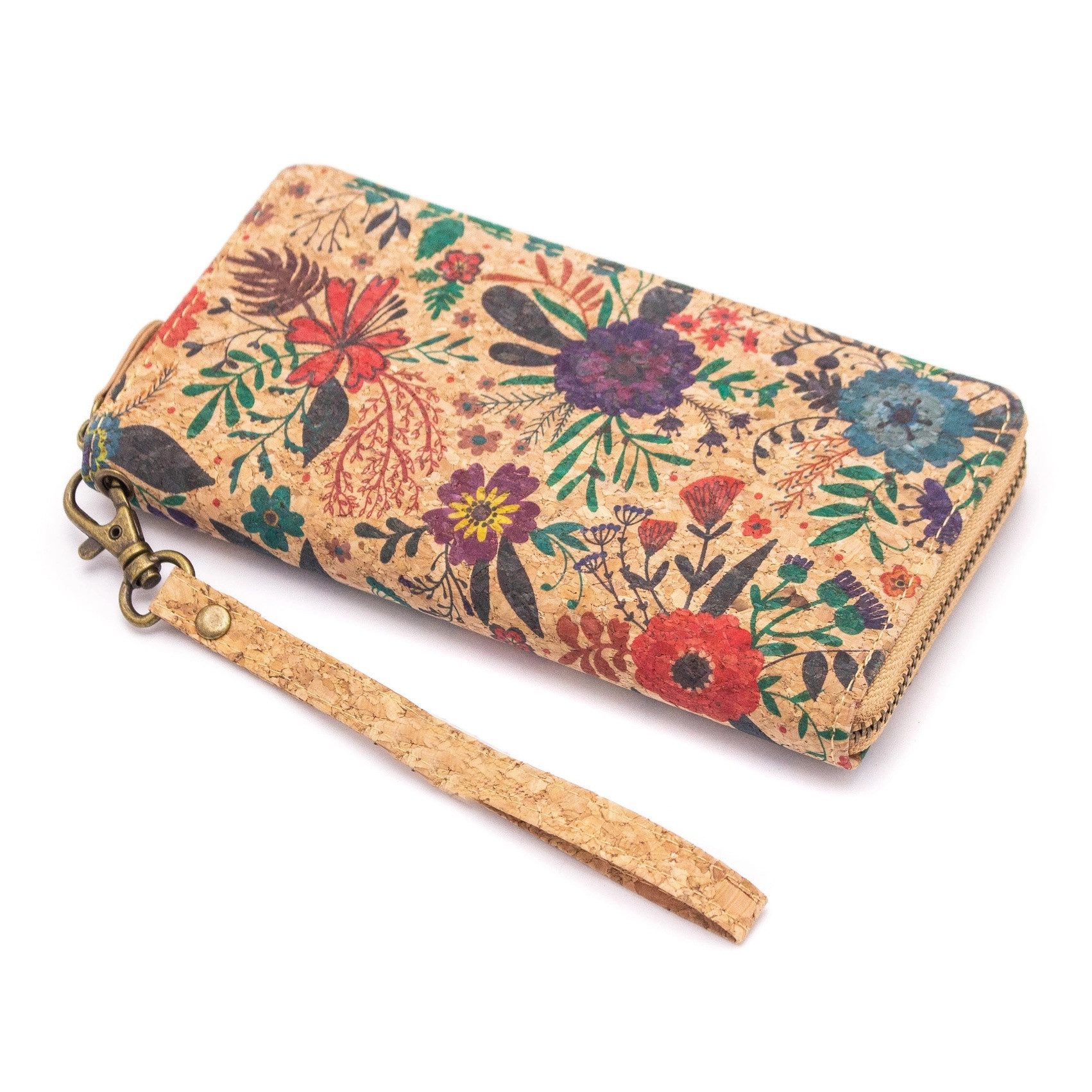 LK Trend & Style Brieftasche aus Naturkork mit Blumenmuster und Reißverschluss, Qualität, Nachhaltigkeit und Stil all diese Kriterien werden erfüllt