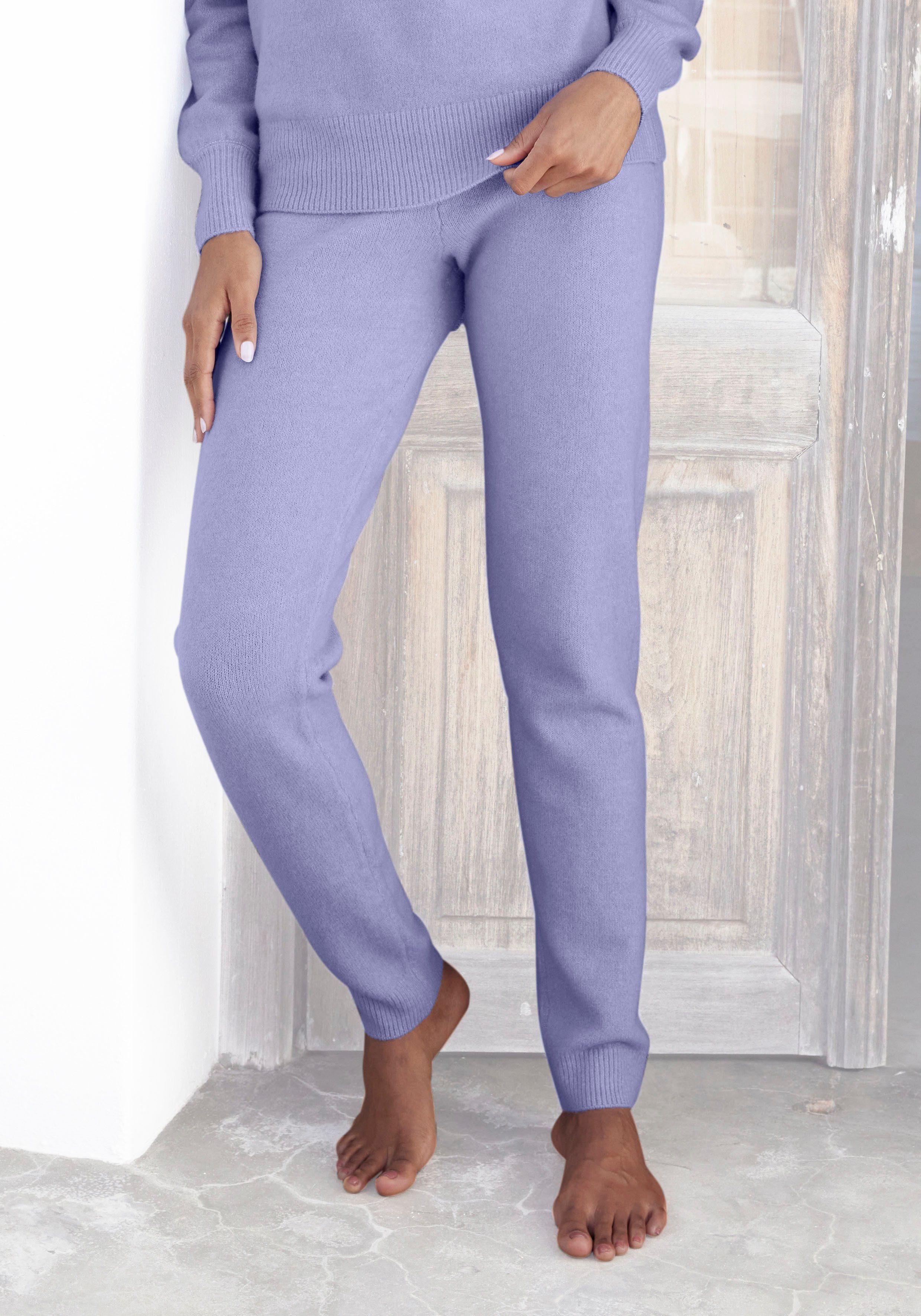 LASCANA Strickhose -Loungehose aus weichem Strick, Loungewear hellblau
