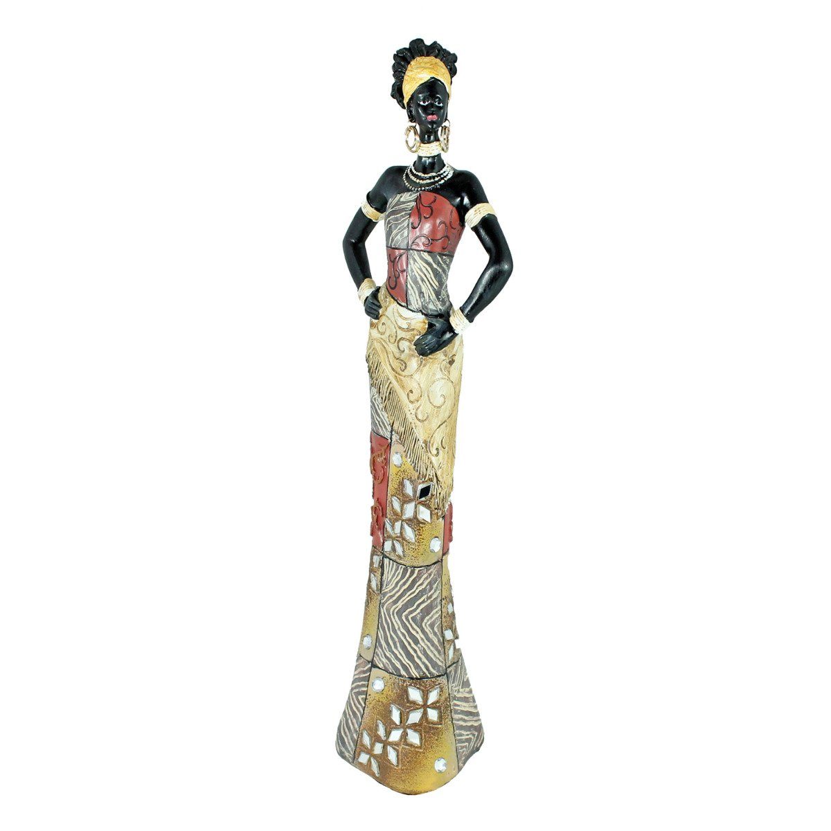colourliving Afrikafigur Afrika Dekofiguren, Kleid Figur bunten einem in Deko handbemalt Frau Afrikanische