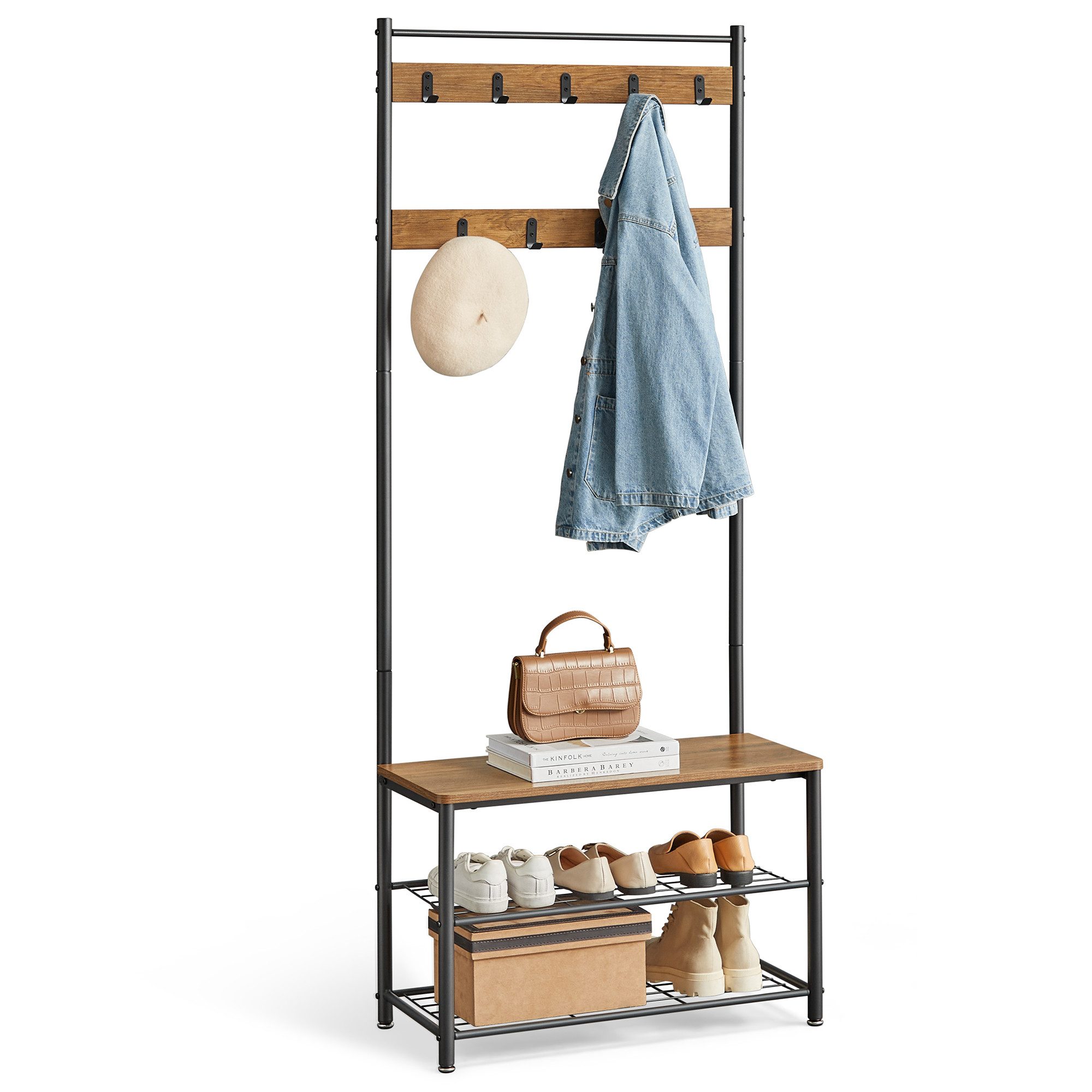 VASAGLE Garderobenständer Garderobe, mit Sitzfläche, 3 günstig online kaufen
