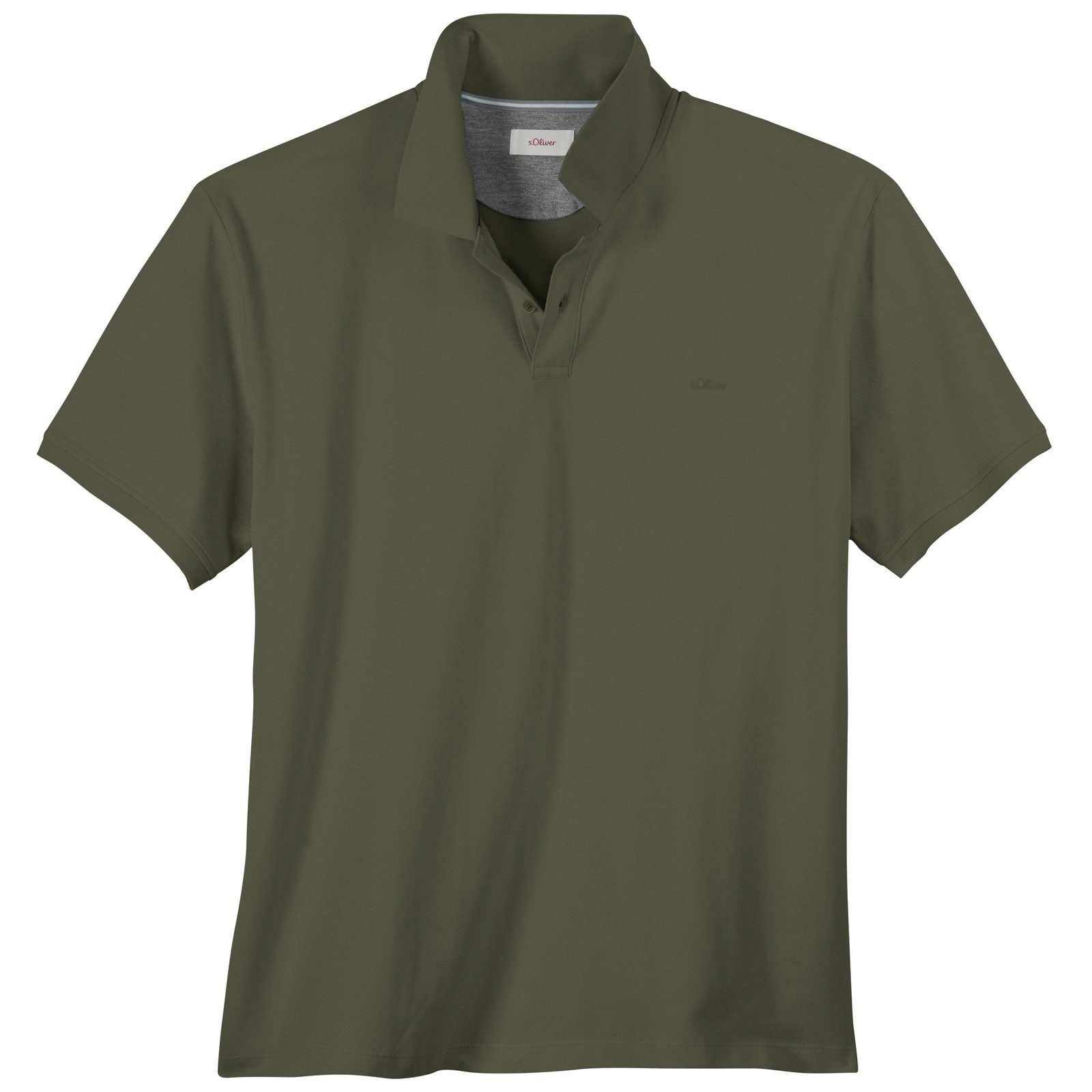 s.Oliver Rundhalsshirt s.Oliver Übergrößen Basic Stretch-Poloshirt oliv