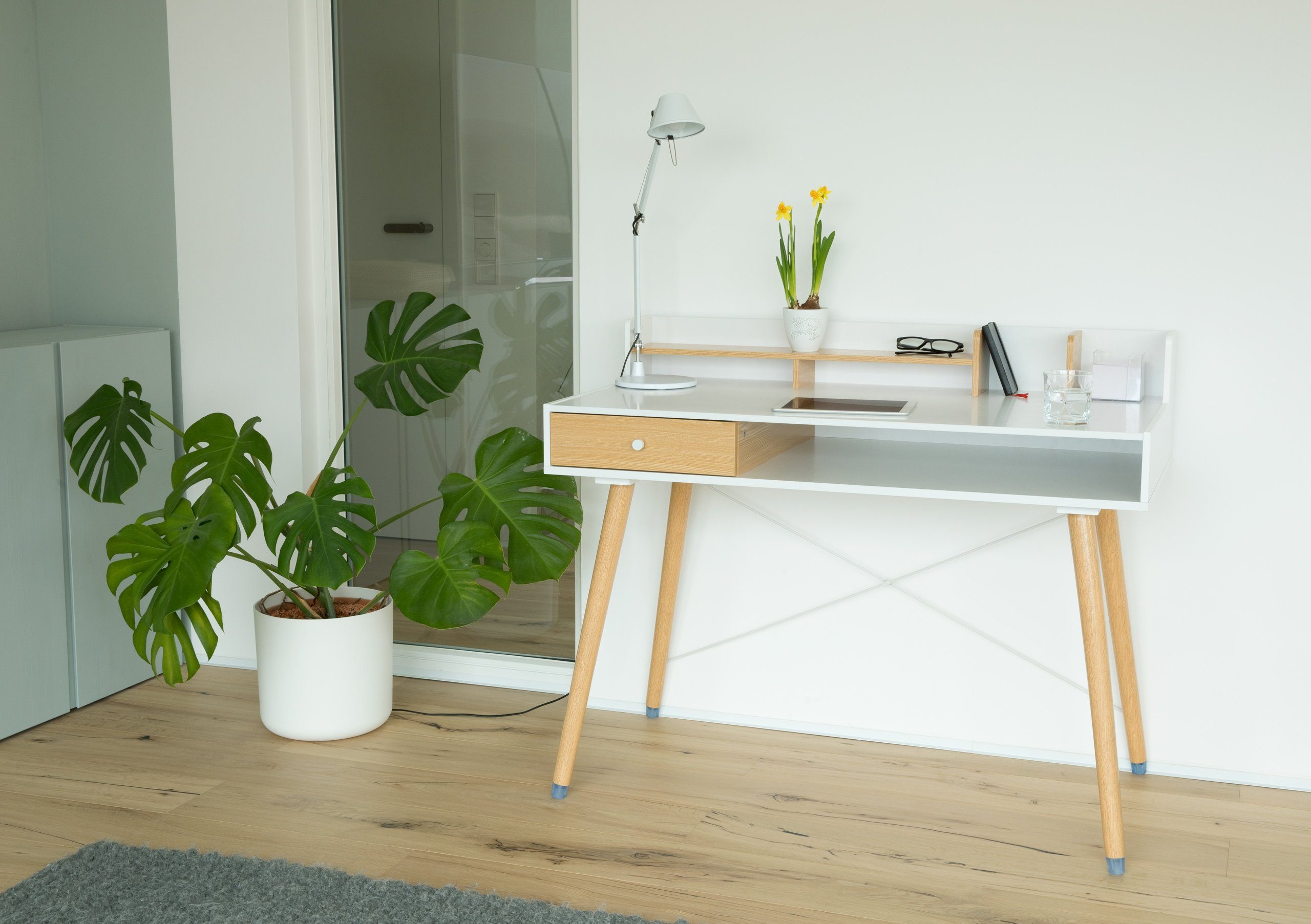 Holz Computertisch klein Regal weiß Bürotisch Schreibtisch Schublade WONDERMAKE Schreibtisch