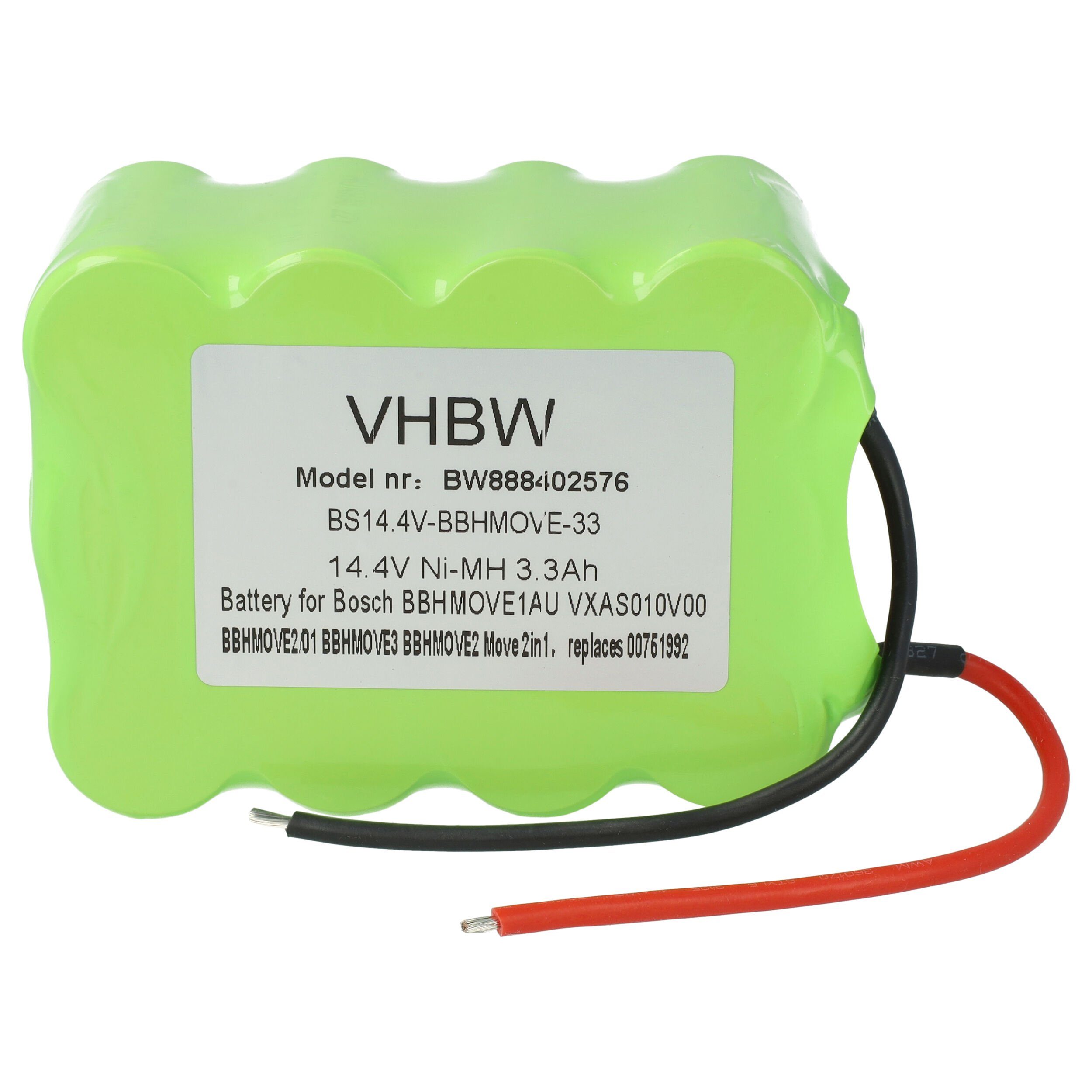 vhbw kompatibel mit Bosch Move BBHMOVE3N/01, BBHMOVE3AU/03 Staubsauger-Akku NiMH 3300 mAh (14,4 V)