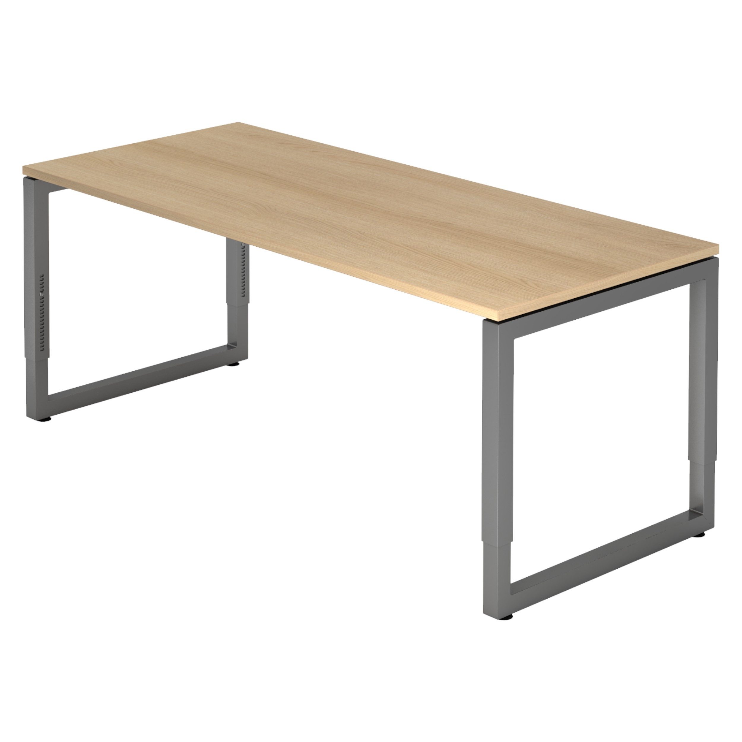 bümö Schreibtisch Serie-R höhenverstellbar, Rechteck: 180 x 80 cm - Dekor: Eiche - Gestell: Graphit