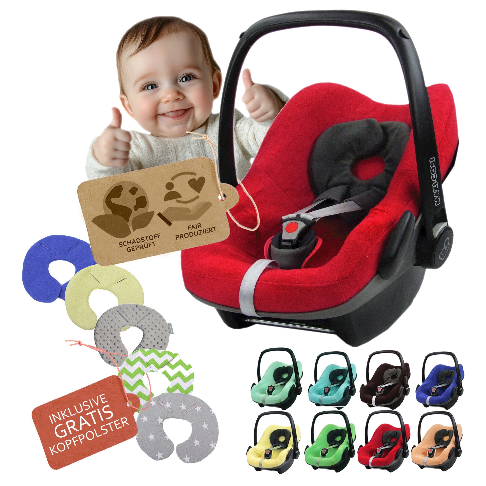 Babyschale Sommerbezug Bezug aus Frottee kompatibel mit Maxi Cosi Pebble + KP
