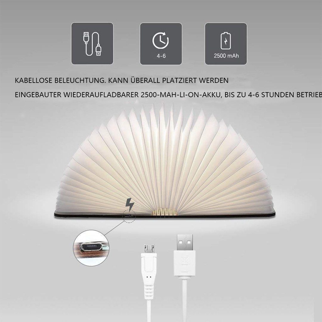 Personalisierbare faltende Buchlampe hell genug um abzulesen dekorative Lampe mit USB-Kabel 22x17x4cm Ideal für Geschenk 