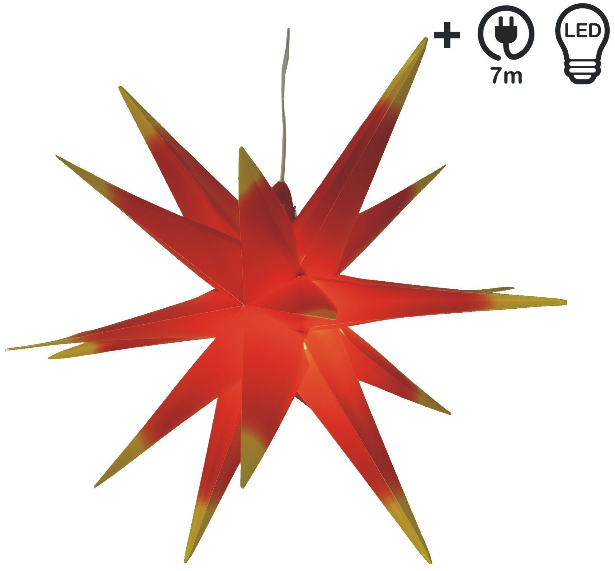 Guru-Shop LED-Stern für außen Wetterfester faltbarer 3D Außenstern Ø 55 cm.., Leuchtmittel inklusive