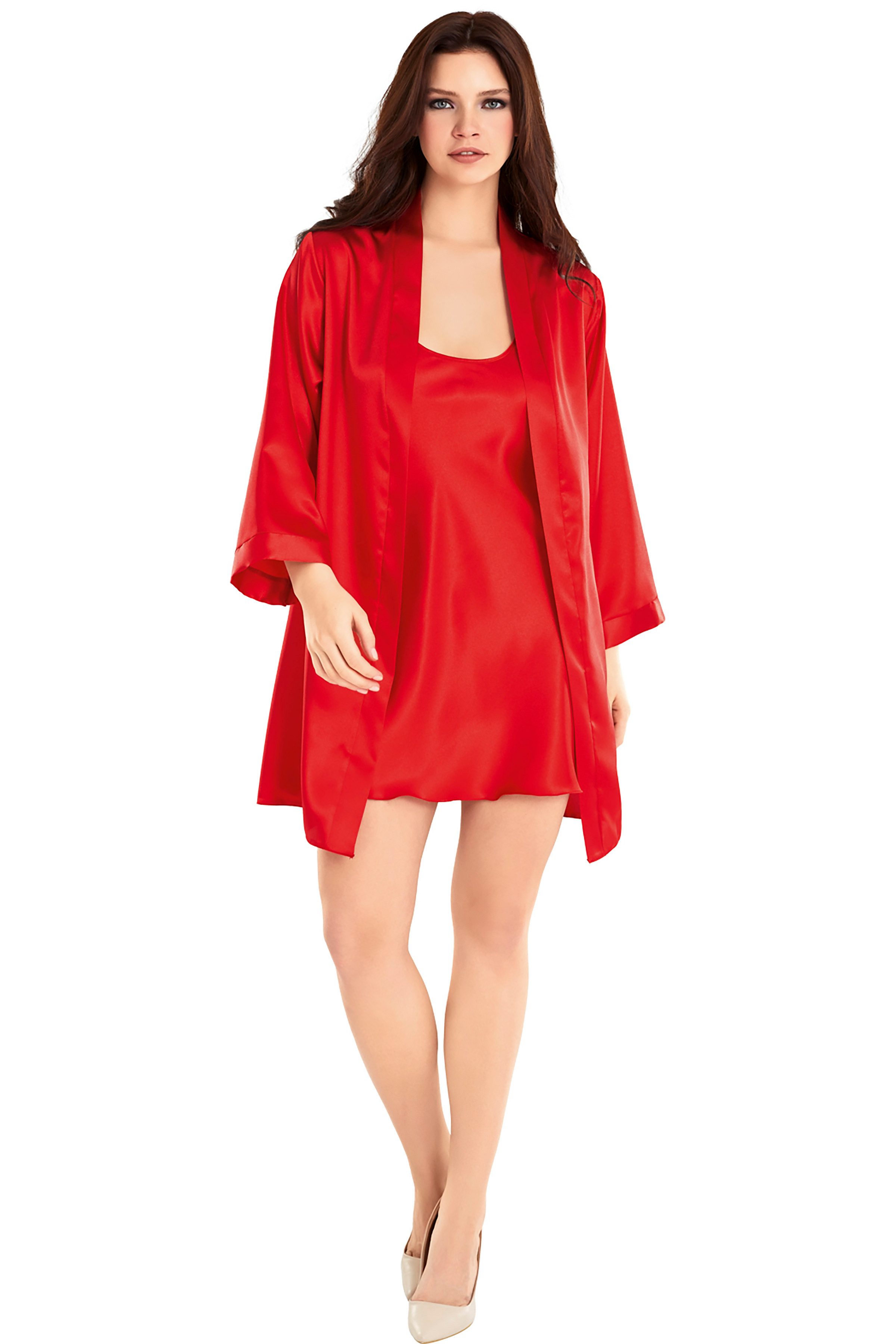 Nachthemd Damen 2-teiliges Satin Nachthemd Set günstig online kaufen