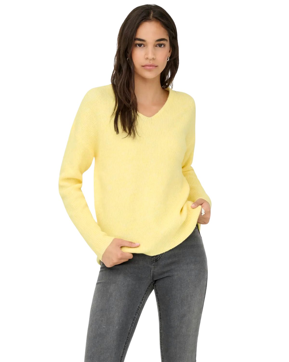 ONLY V-Ausschnitt-Pullover Weicher Strickpullover mit V-Ausschnitt