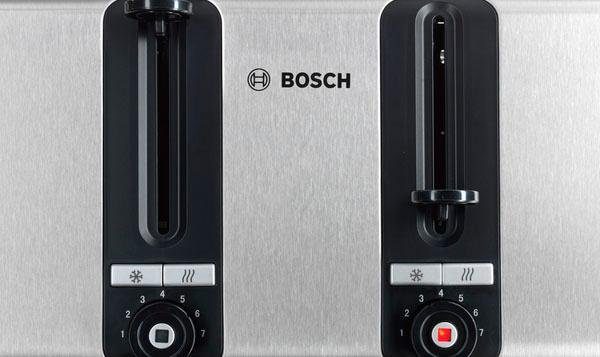 BOSCH Toaster TAT7S45, 4-Schlitz Toaster, mit Abschaltautomatik, 4 kurze Schlitze, 1800 W, ideal für 4 Scheiben Toast, 1800 W, Edelstahl/grau