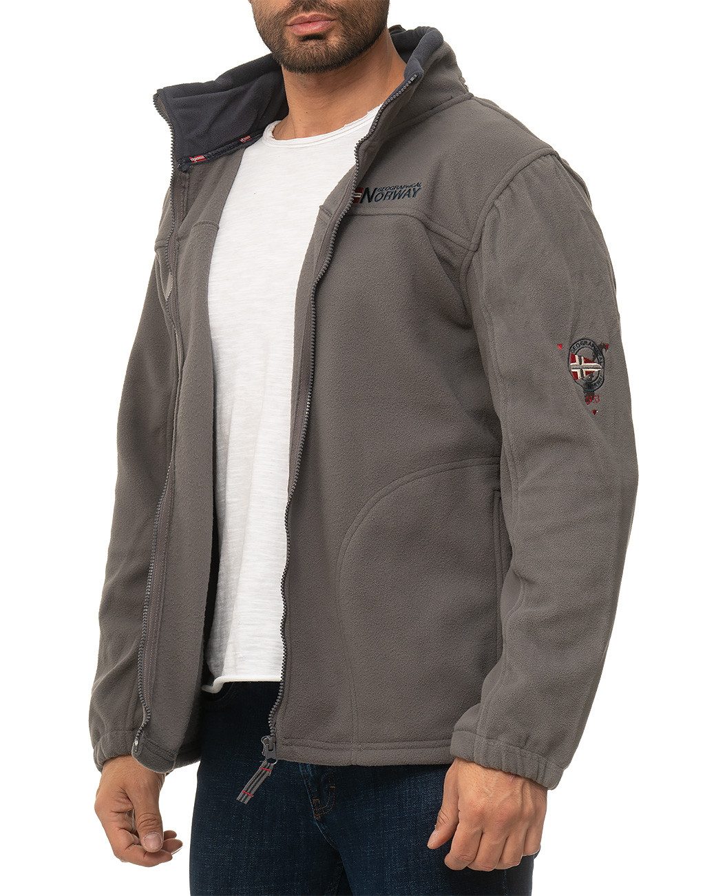 Geographical Norway Fleecejacke Herren Regular Fit Jacke batamazonie mit eingelassener Kapuze – Bild 5 von 5