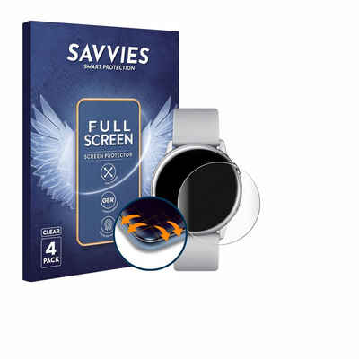 Savvies Full-Cover Schutzfolie für Samsung Galaxy Watch Active, Displayschutzfolie, 4 Stück, 3D Curved klar