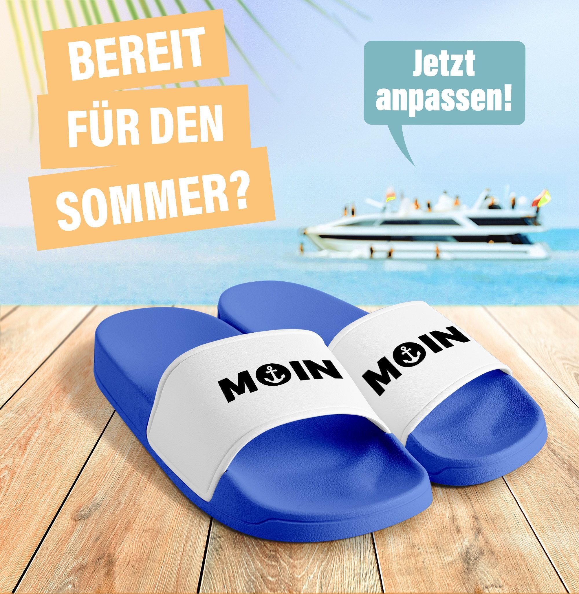 MoonWorks Badeschlappen Moin Aufdruck Anker Logo Badelatschen Unisex Herren günstig online kaufen