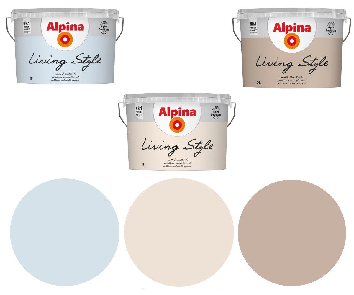 Alpina Wandfarbe Alpina Living Style 5 Liter bunte Wandfarbe hochdeckend, fertig abgetönte Wandfarbe